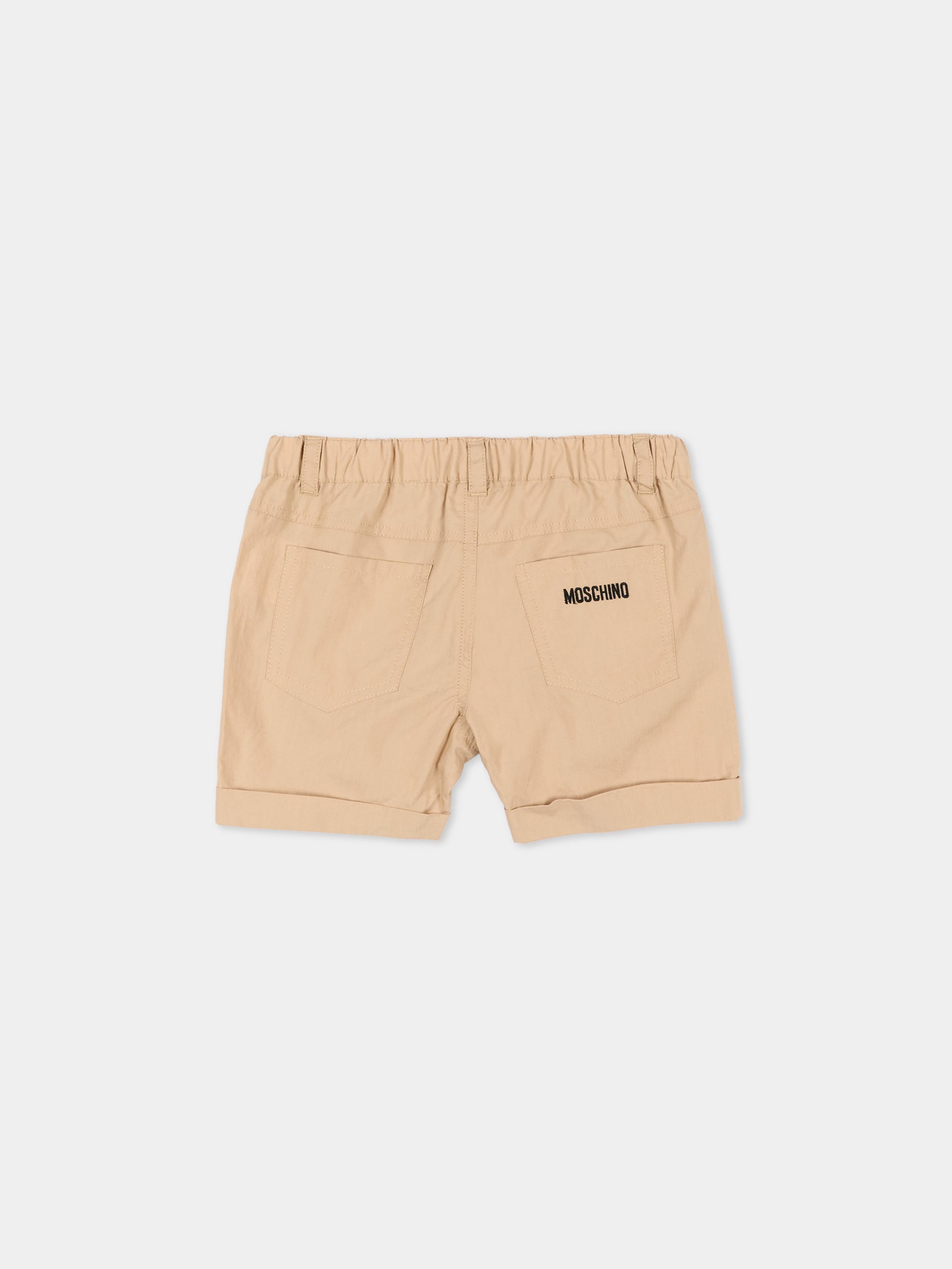 Shorts beige per neonati con logo,Moschino Kids,MNQ00R LLA10 20829