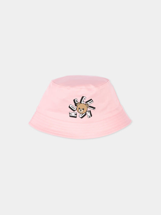 Cloche rosa per neonata con teddy bear,Moschino Kids,MNX057 LPA01 50209