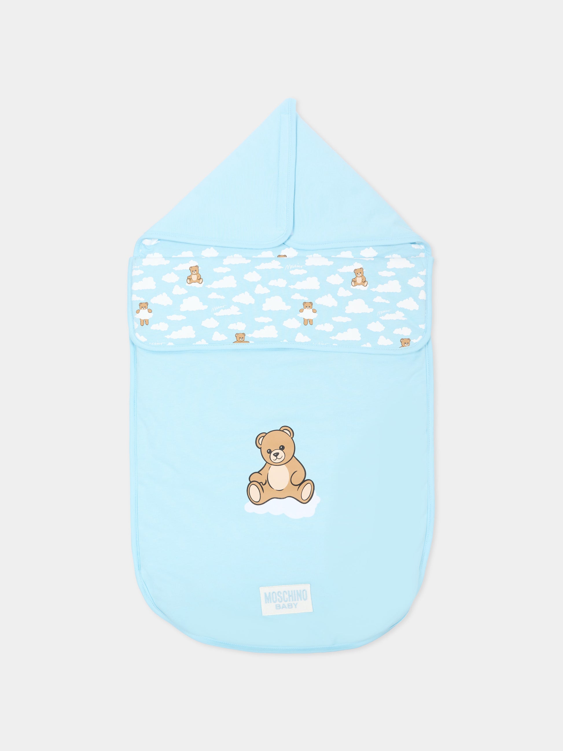 Sacco nanna celeste per neonato con Teddy Bear,Moschino Kids,MOE00P LCA19 40304
