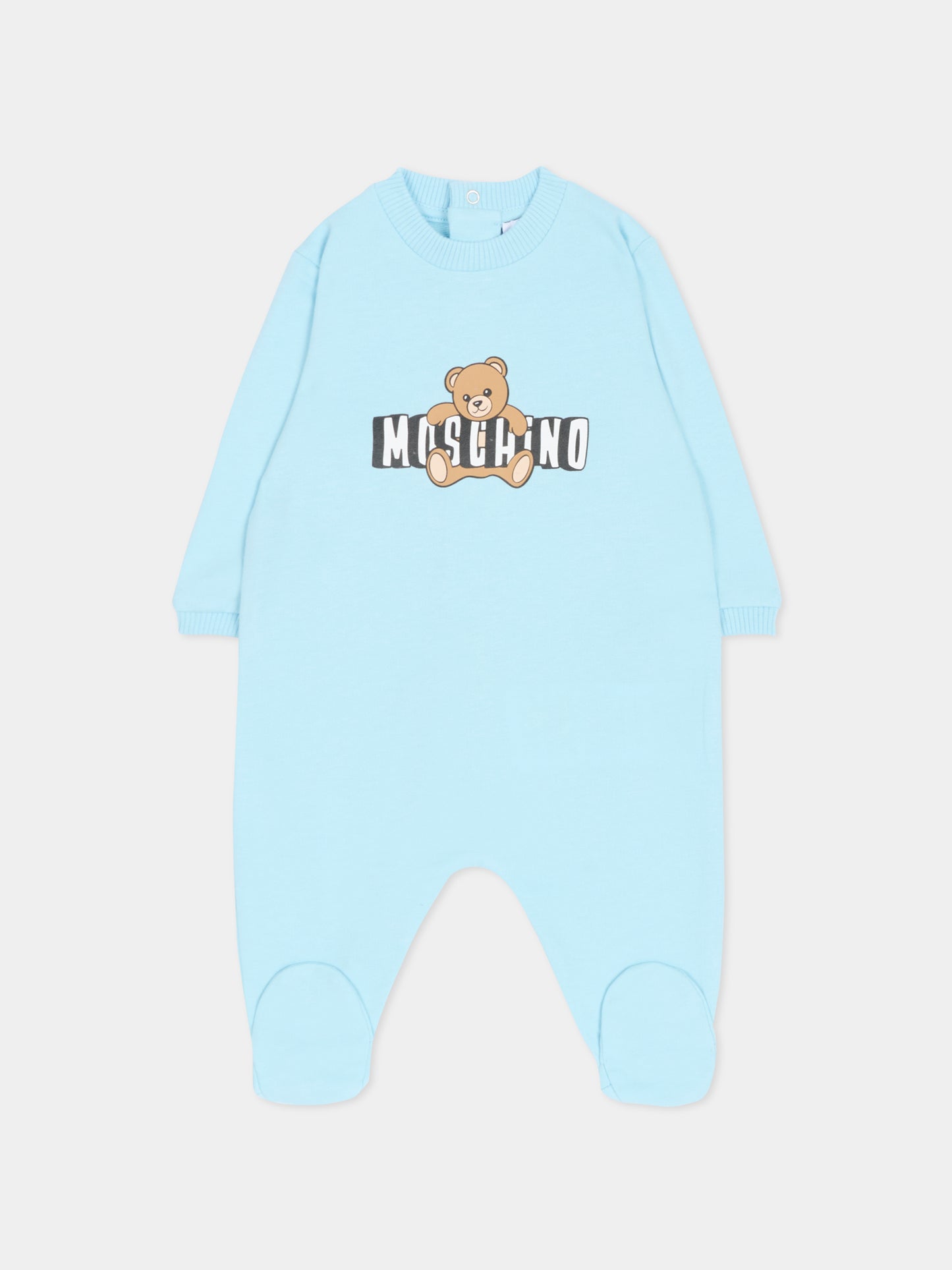 Set tutine celeste per neonato con Teddy Bear,Moschino Kids,MOY03I LCA19 40304