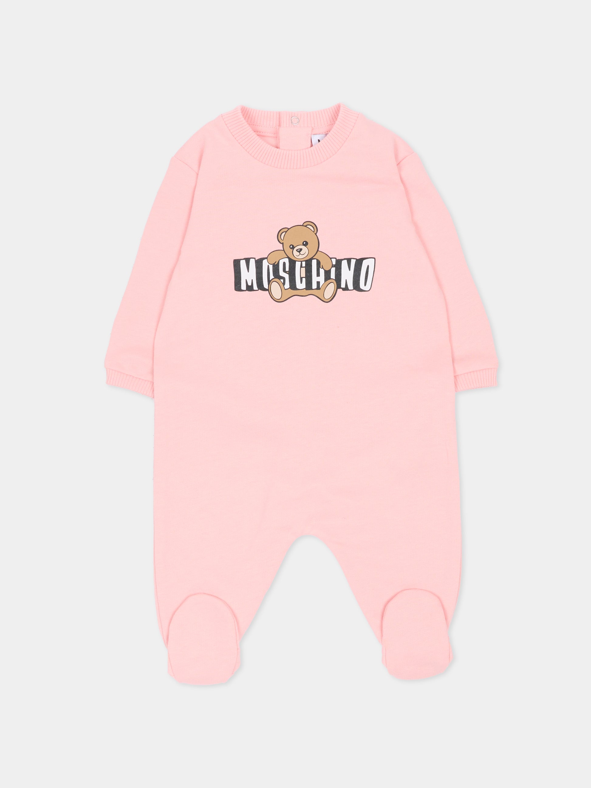 Set tutine rosa per neonata con Teddy Bear,Moschino Kids,MOY03I LCA19 50209