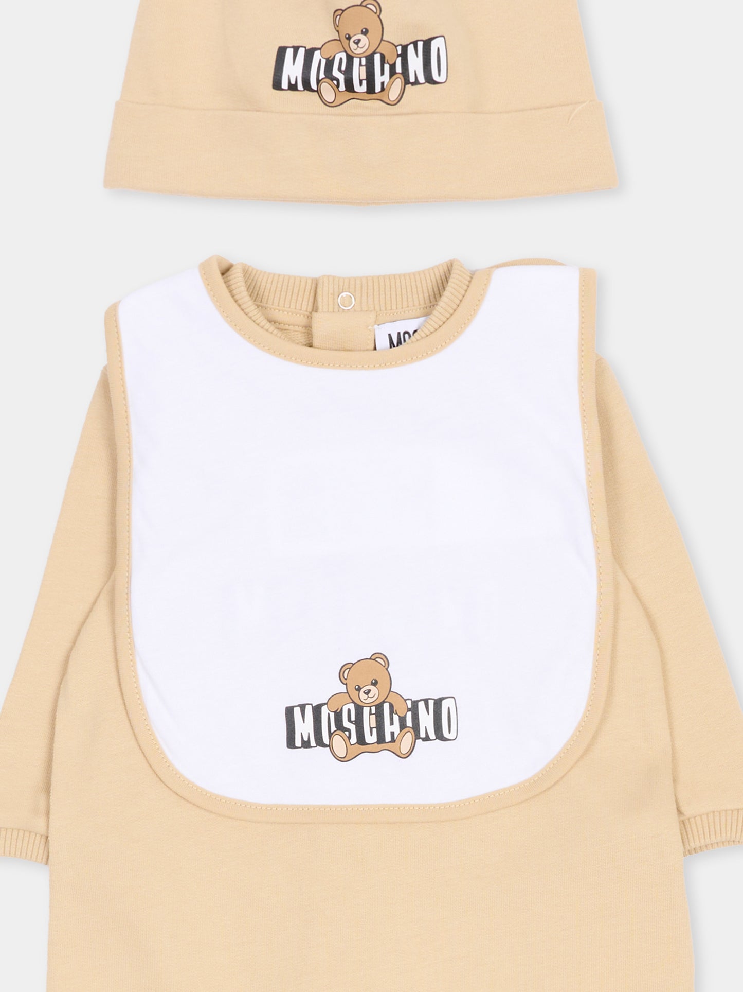 Set tutine beige per neonati con Teddy Bear,Moschino Kids,MOY03I LCA19 20829