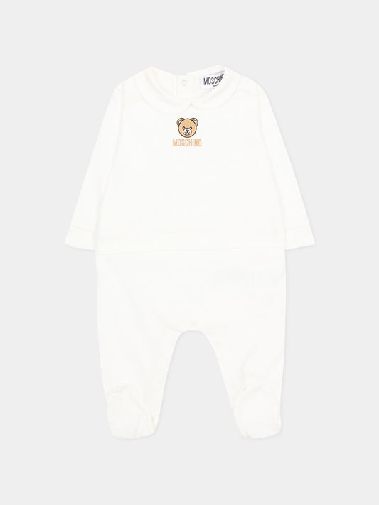 Tutina bianca con teddy bear per neonati,Moschino Kids,MOY06Z LAA23 10063