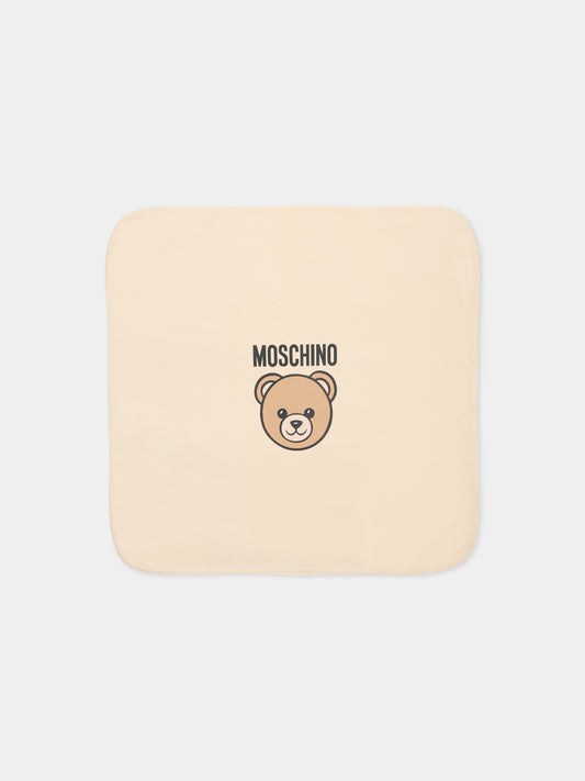 Coperta beige per neonati con Teddy Bear,Moschino Kids,MUB00M LCA19 20404