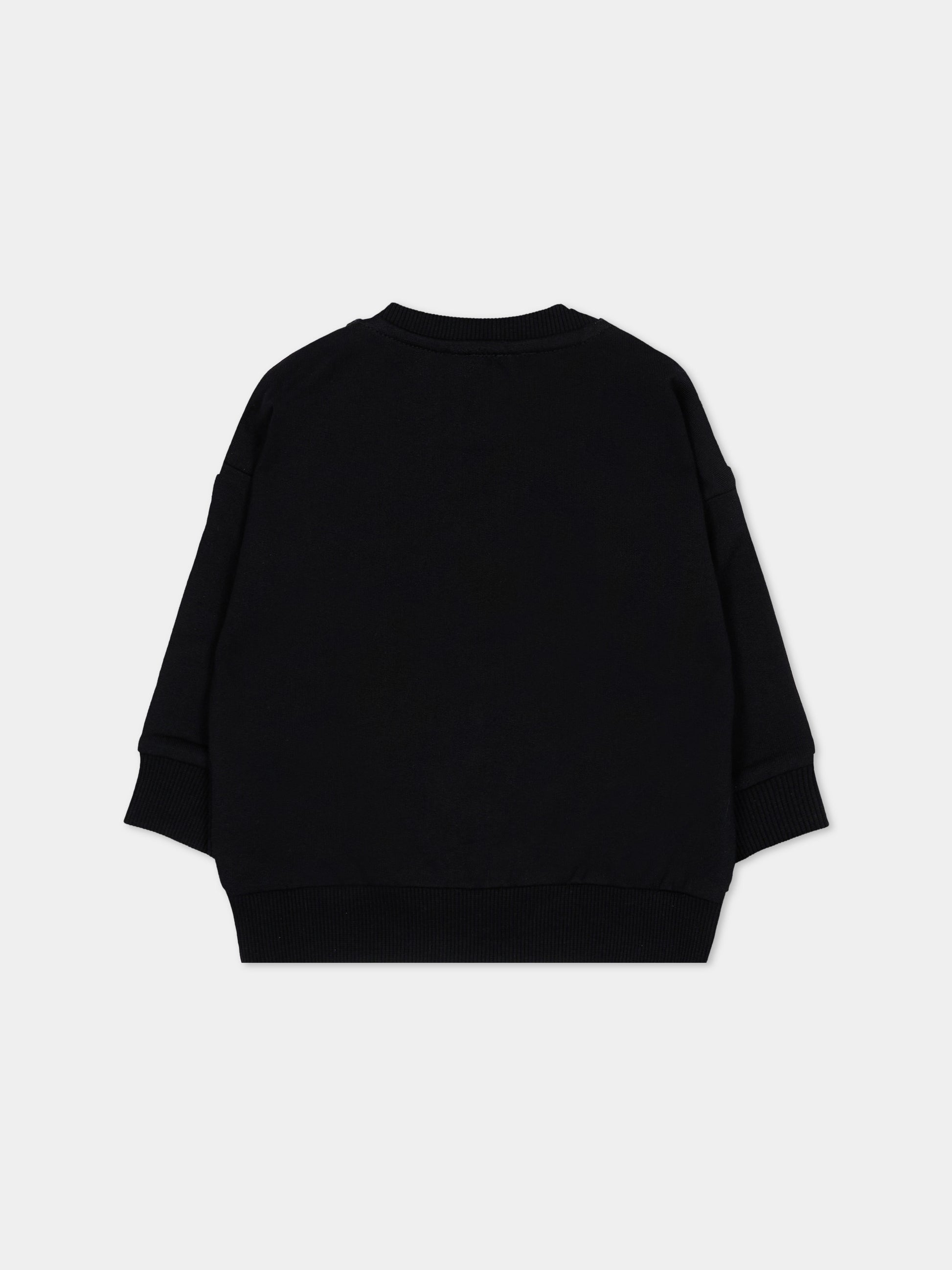 Felpa nero per neonati con logo,Moschino Kids,MUF06C LCA52 60100