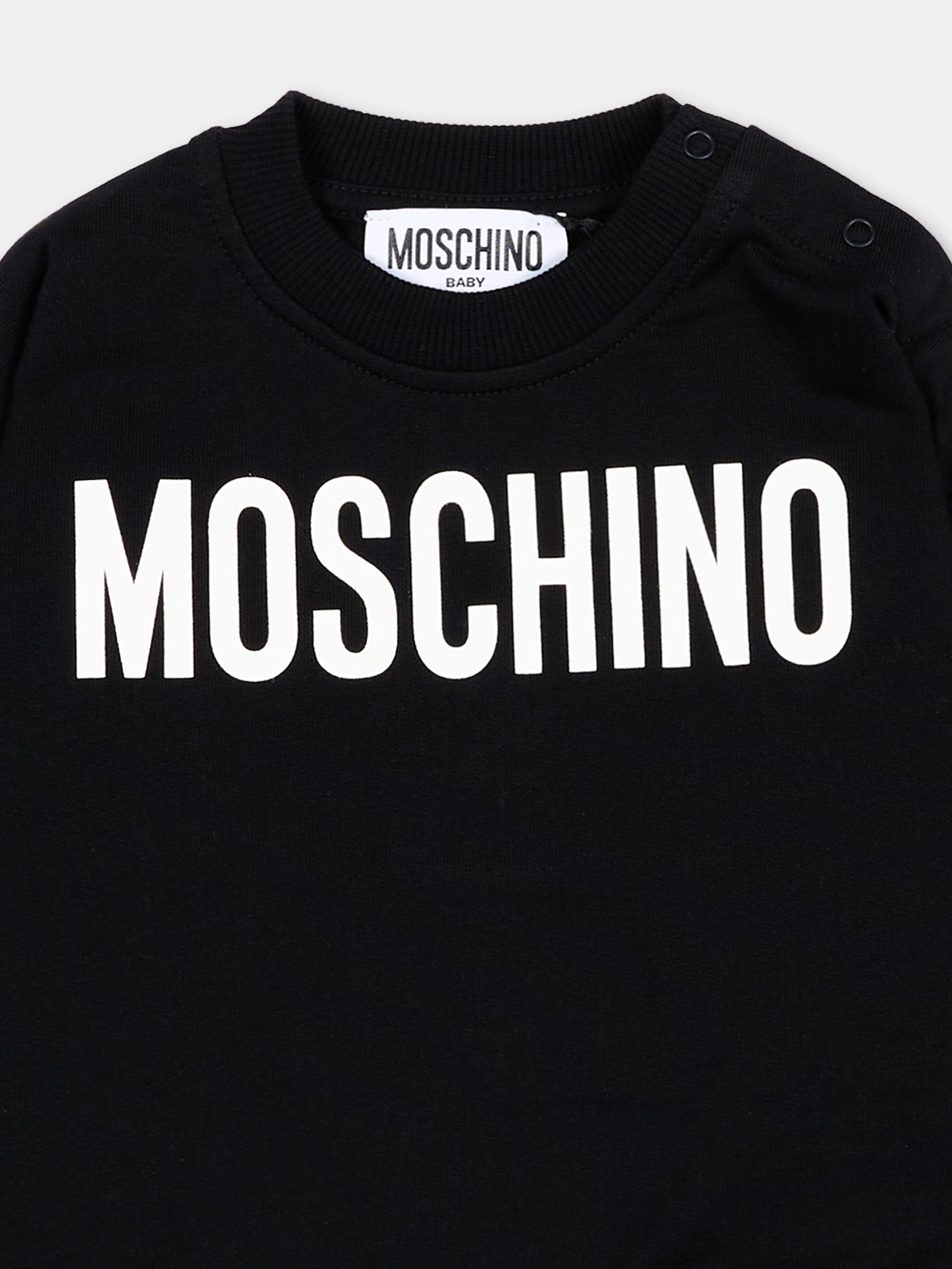 Felpa nero per neonati con logo,Moschino Kids,MUF06C LCA52 60100