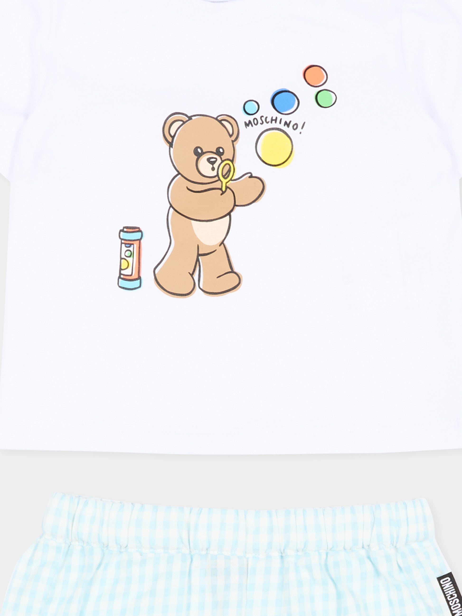 Completo sportivo celeste per neonato con Teddy Bear,Moschino Kids,MUG01S LZE10 83675