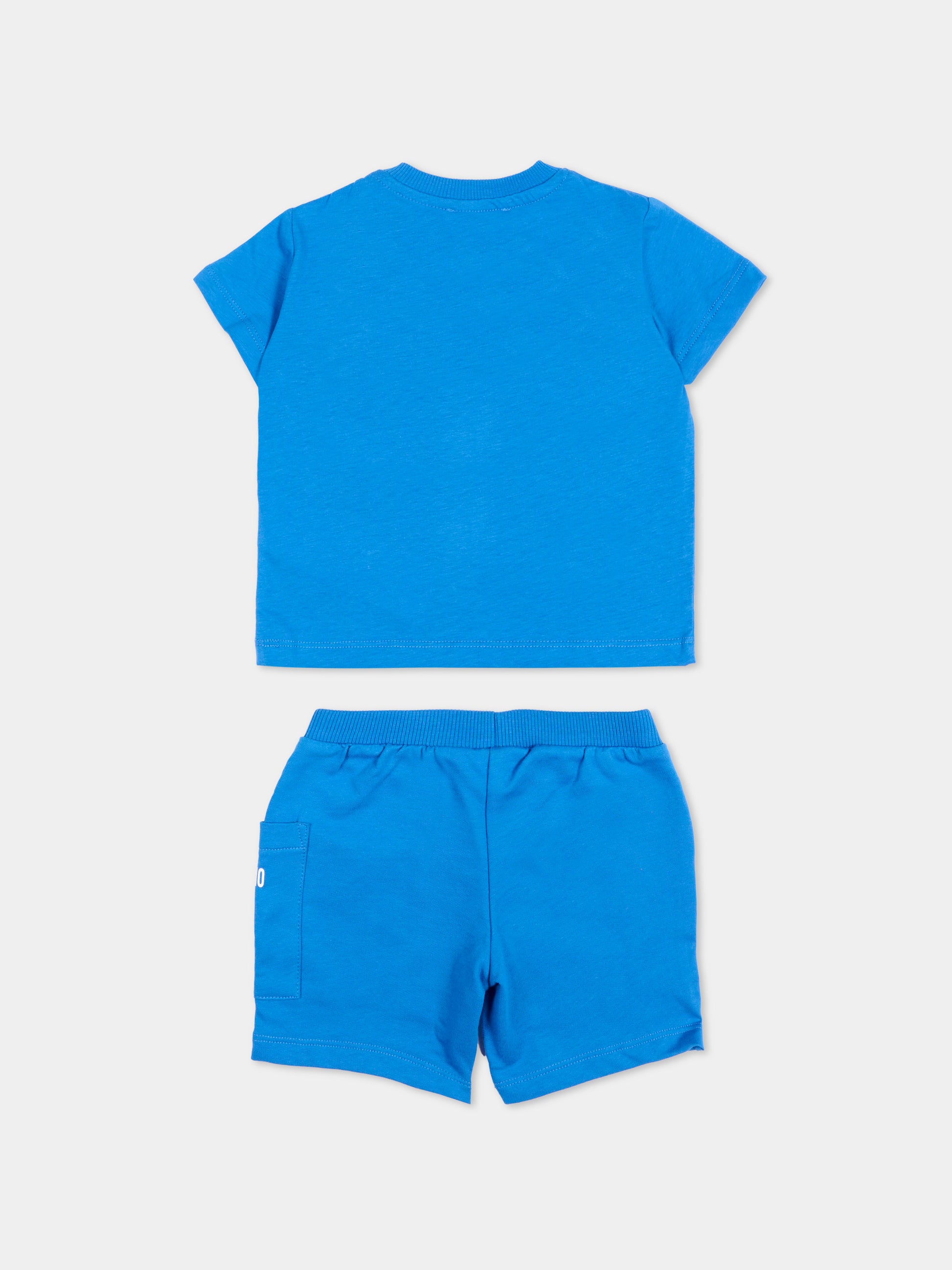 Completo sportivo azzurro per neonati con teddy bear,Moschino Kids,MUG01U LCA19 40630