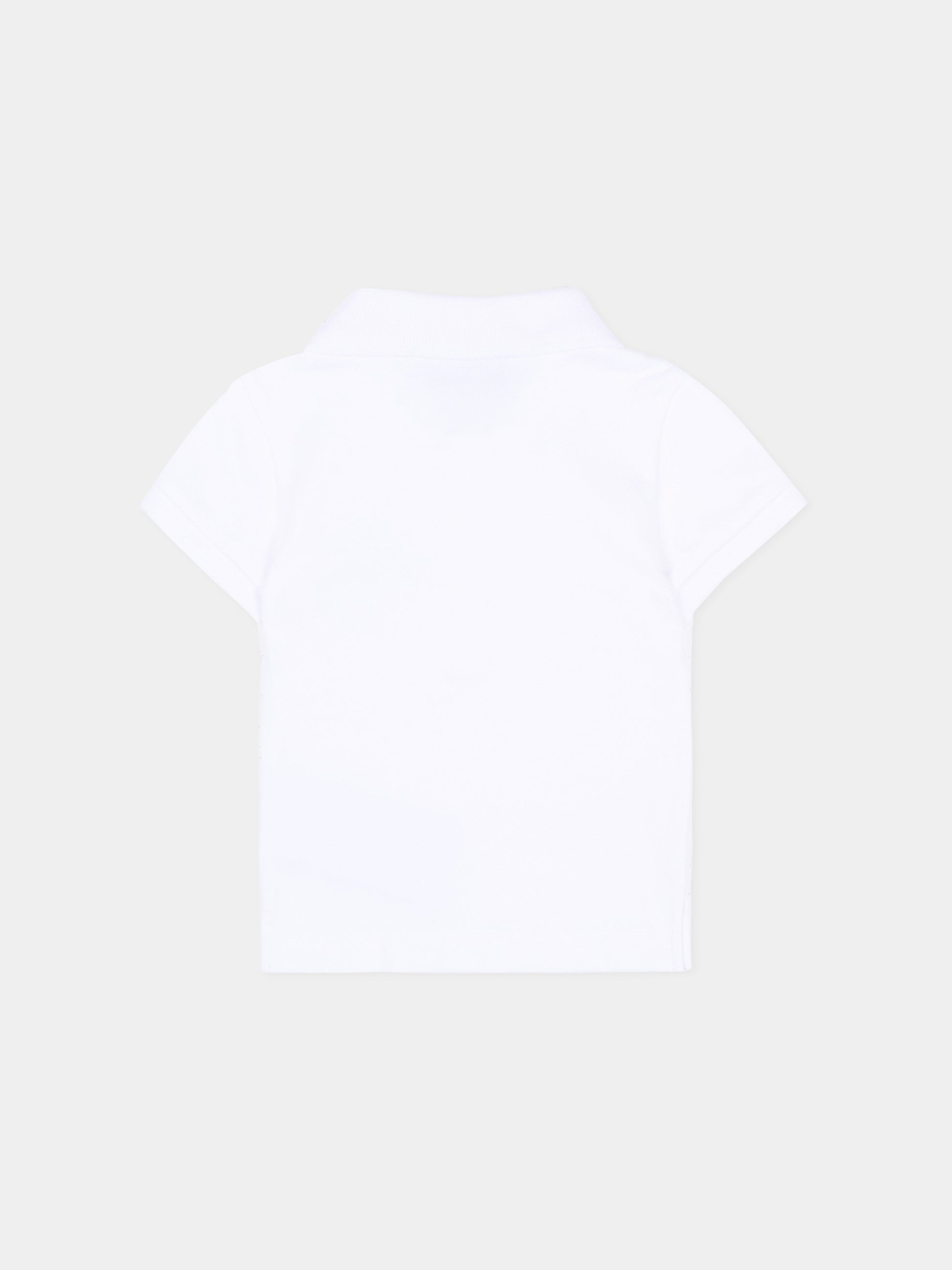 Polo bianca per neonato con logo e Teddy Bear,Moschino Kids,MUM04J LFA09 10101