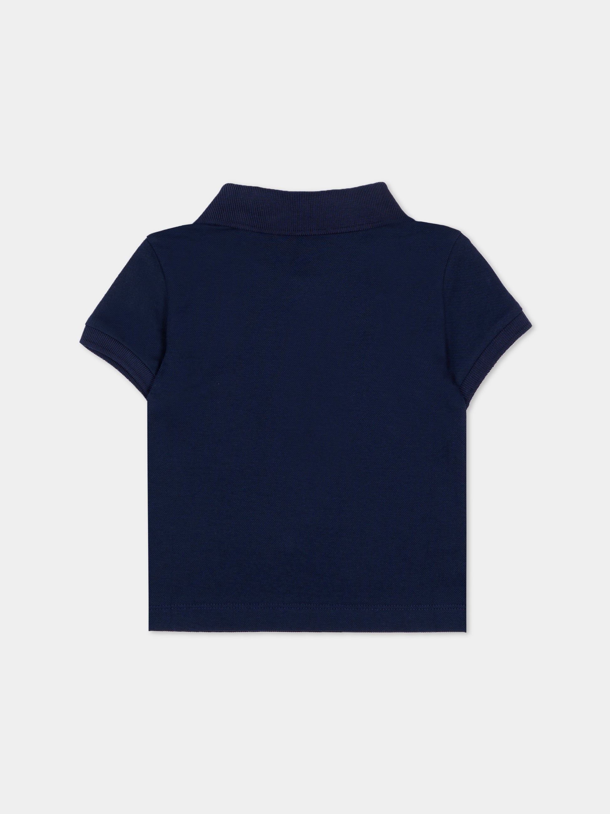 Polo blu per neonato con logo e Teddy Bear,Moschino Kids,MUM04J LFA09 40016