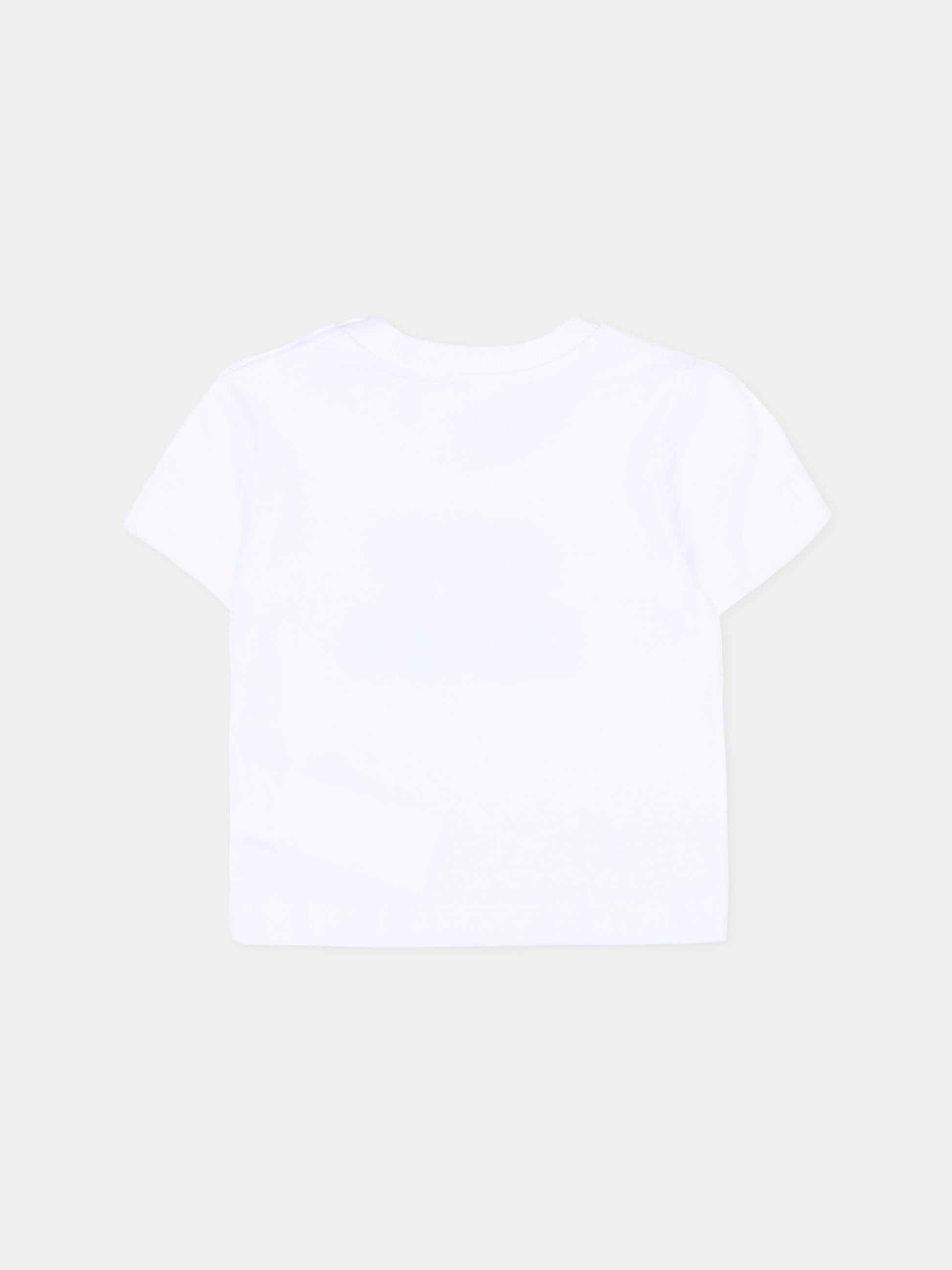 T-Shirt bianca per neonati con logo e Teddy Bear,Moschino Kids,MUM04K LAA17 10101