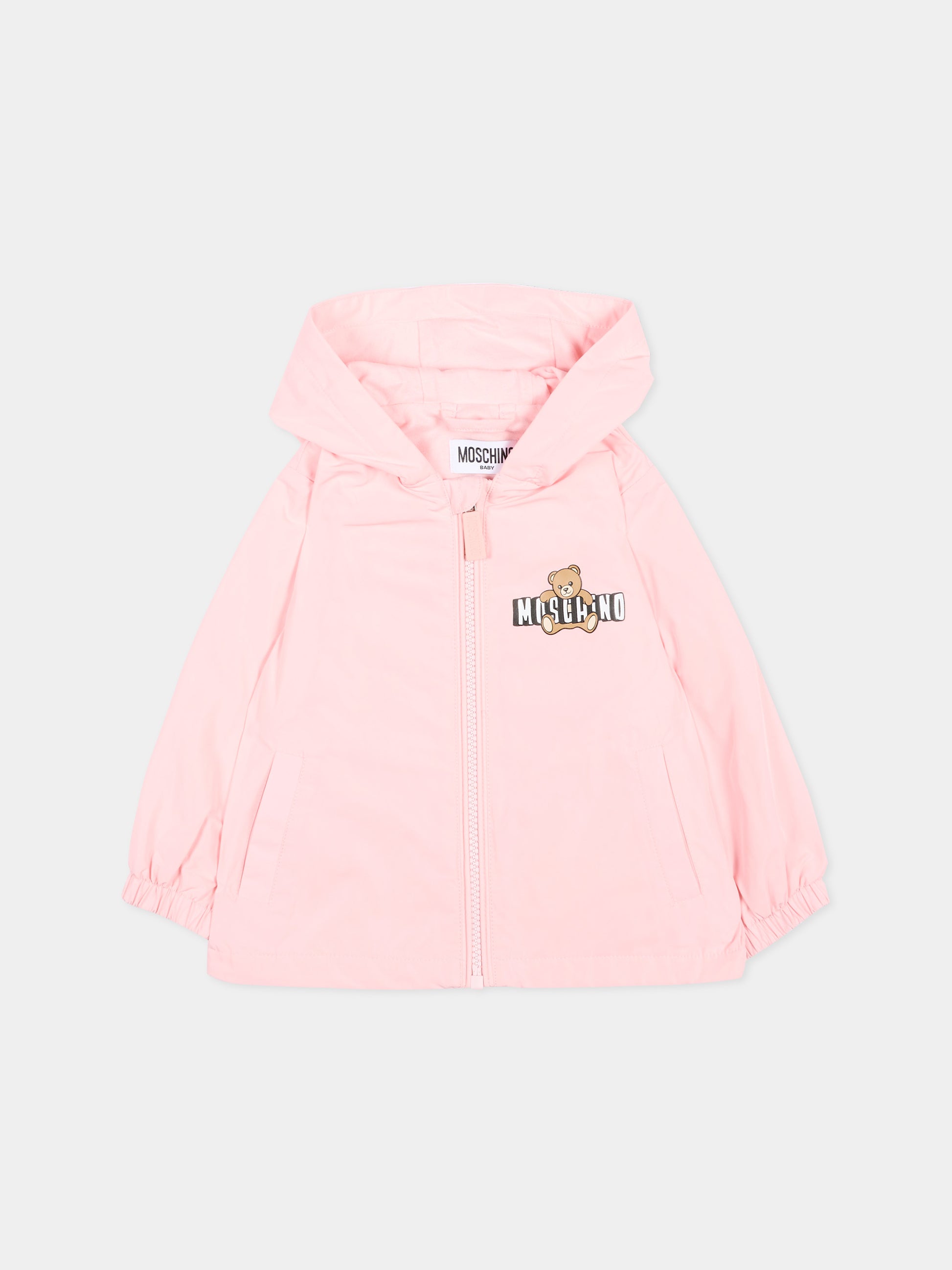 Impermeabile rosa per neonata con logo,Moschino Kids,MUS033 L3A39 50209