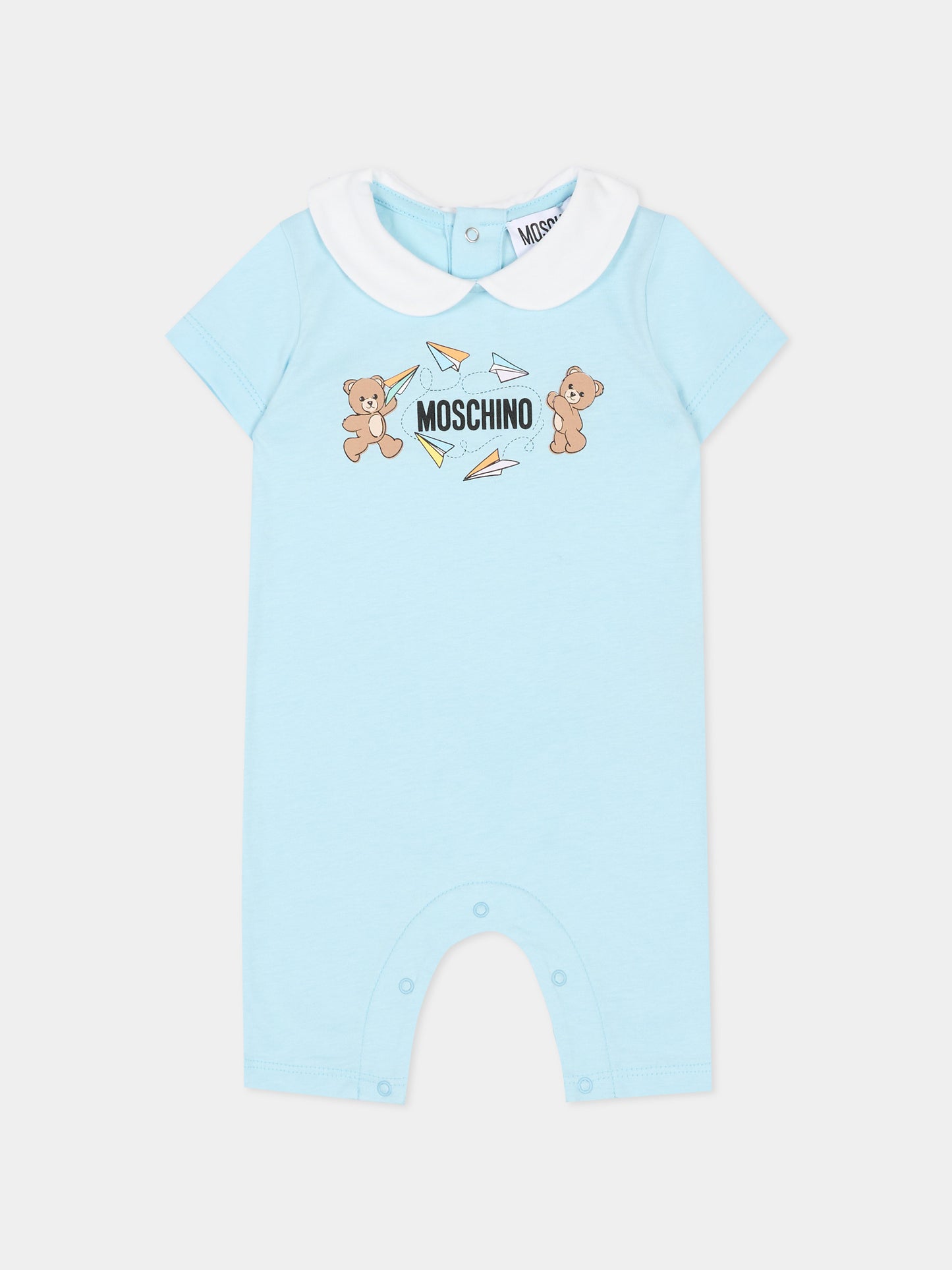 Pagliaccetto celeste per neonato con Teddy Bears,Moschino Kids,MUT04O LAA01 40304