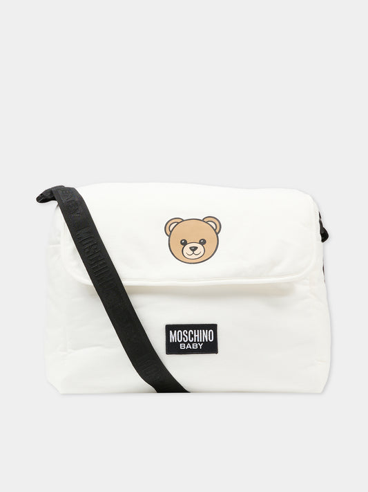 Borsa mamma avorio per neonati con Teddy Bear e logo,Moschino Kids,MUX05V LCA19 10063