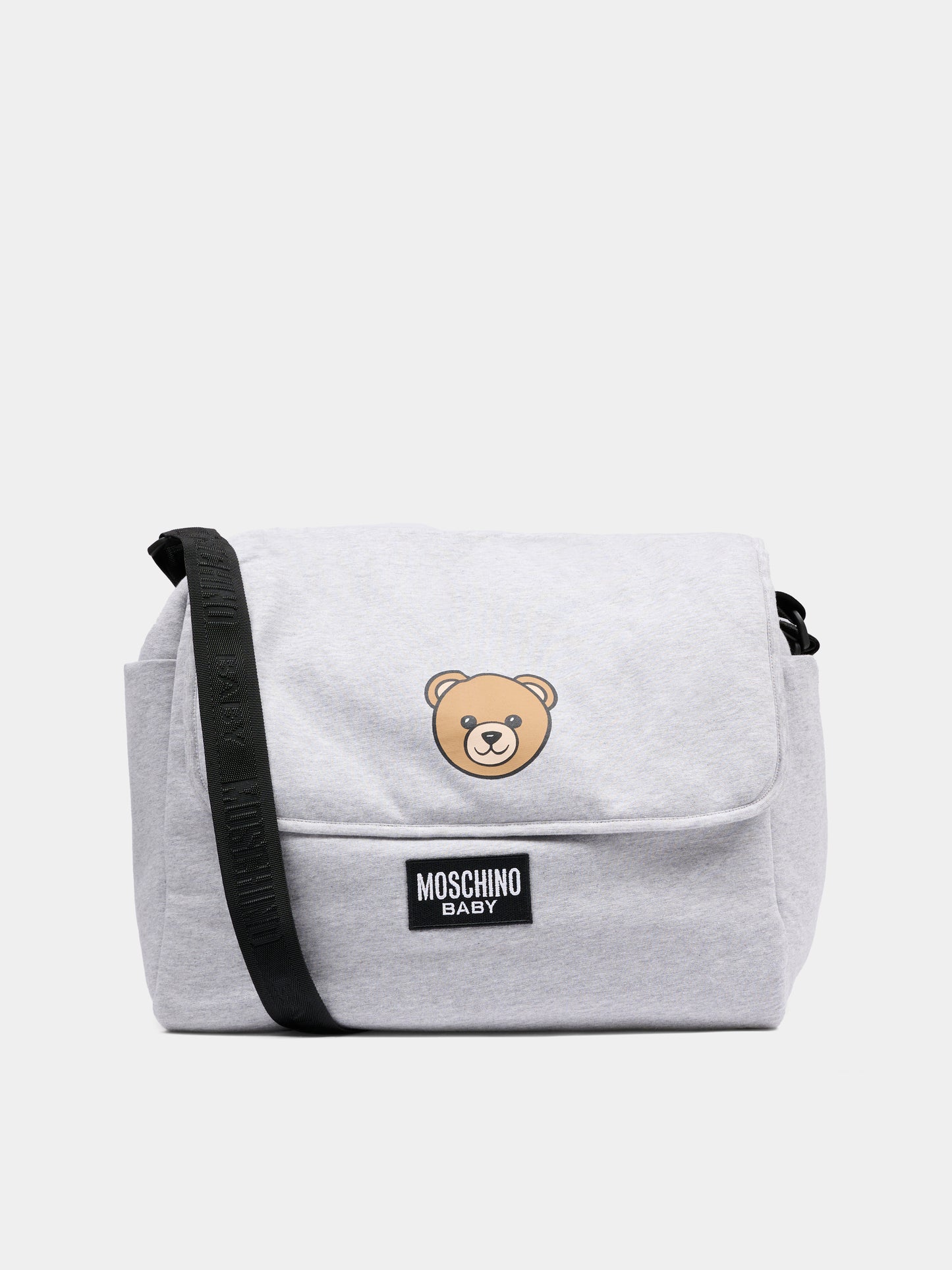 Borsa mamma grigia per neonati con Teddy Bear e logo,Moschino Kids,MUX05V LCA19 60926