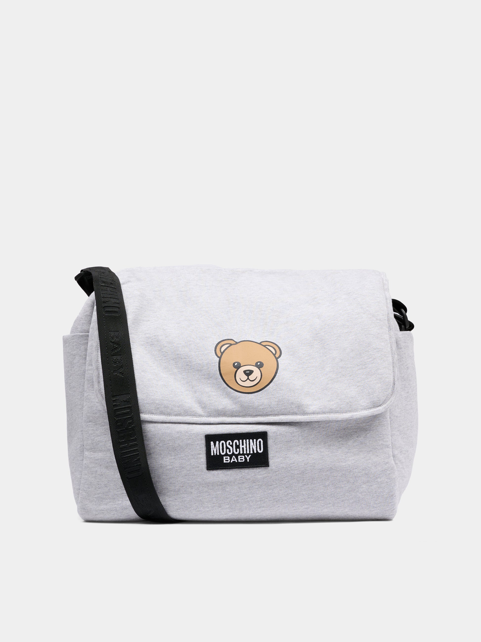 Borsa mamma grigia per neonati con Teddy Bear e logo,Moschino Kids,MUX05V LCA19 60926