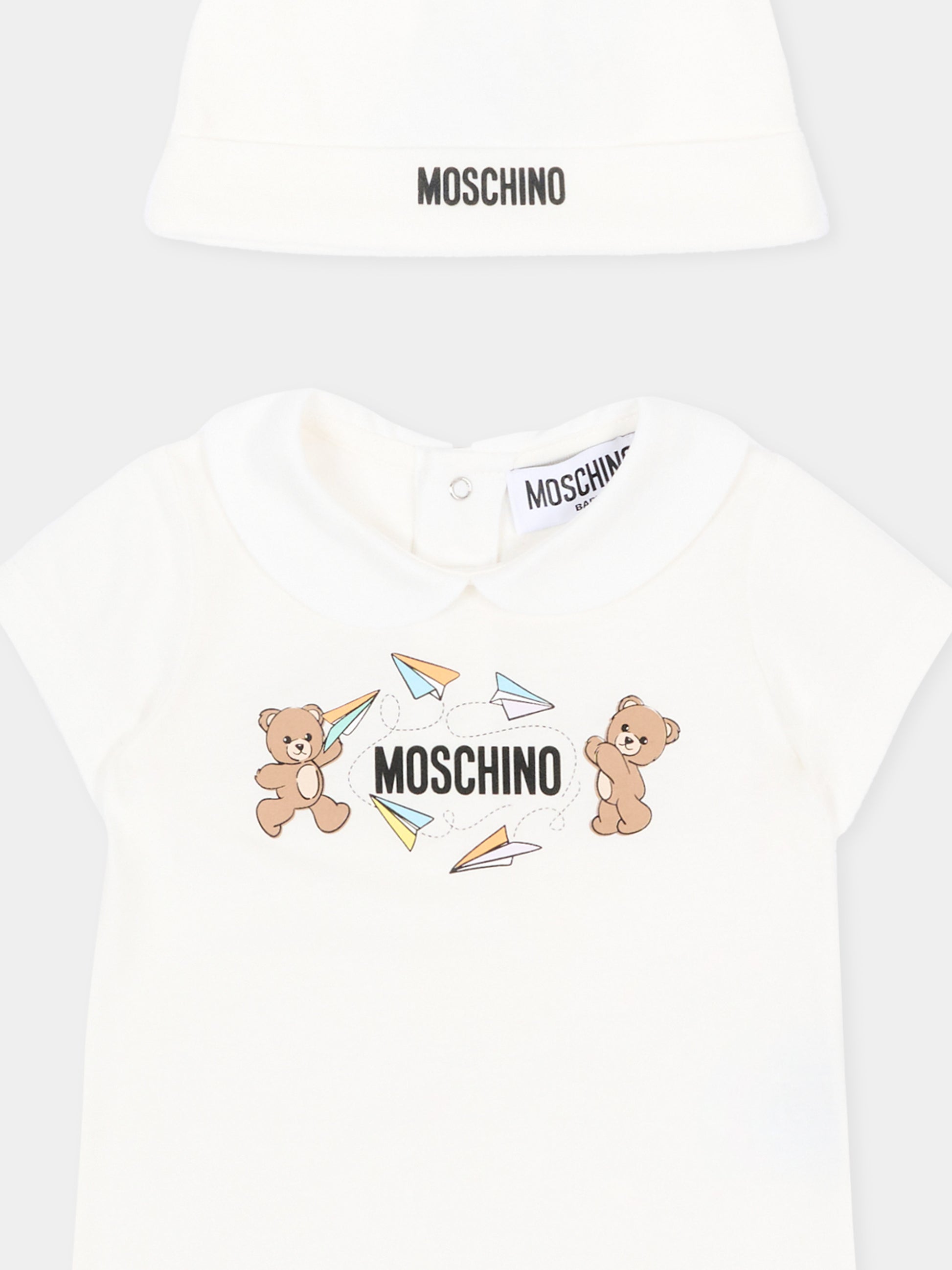 Pagliaccetto avorio per neonati con Teddy Bear,Moschino Kids,MUY090 LAA01 10063