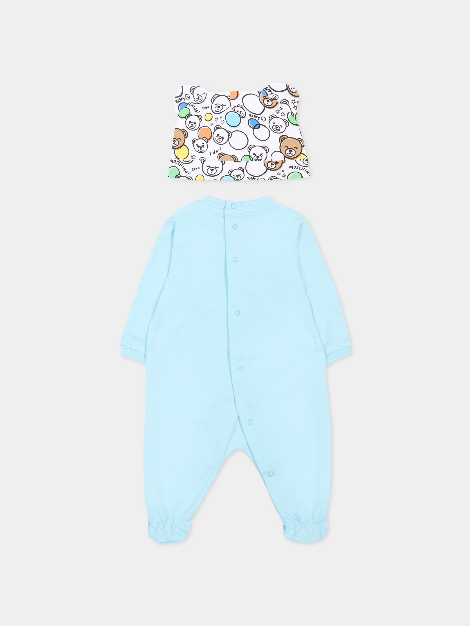 Set tutina celeste per neonato con teddy bear,Moschino Kids,MUY092 LCA19 40304