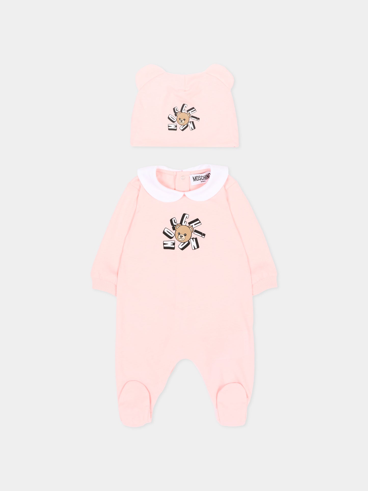 Set tutina rosa per neonata con Teddy Bear,Moschino Kids,MUY094 LAA02 50209