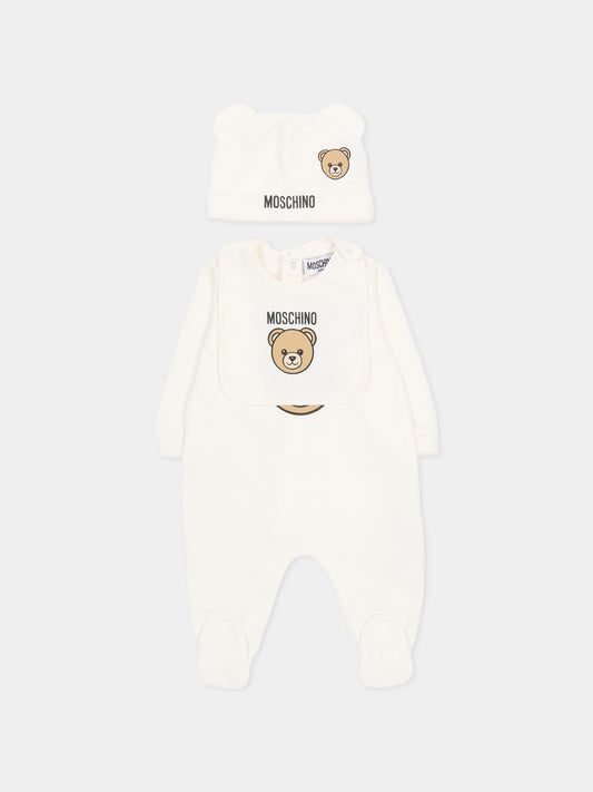 Set tutine avorio per neonati con Teddy Bear,Moschino Kids,MUY097 LCA19 10063