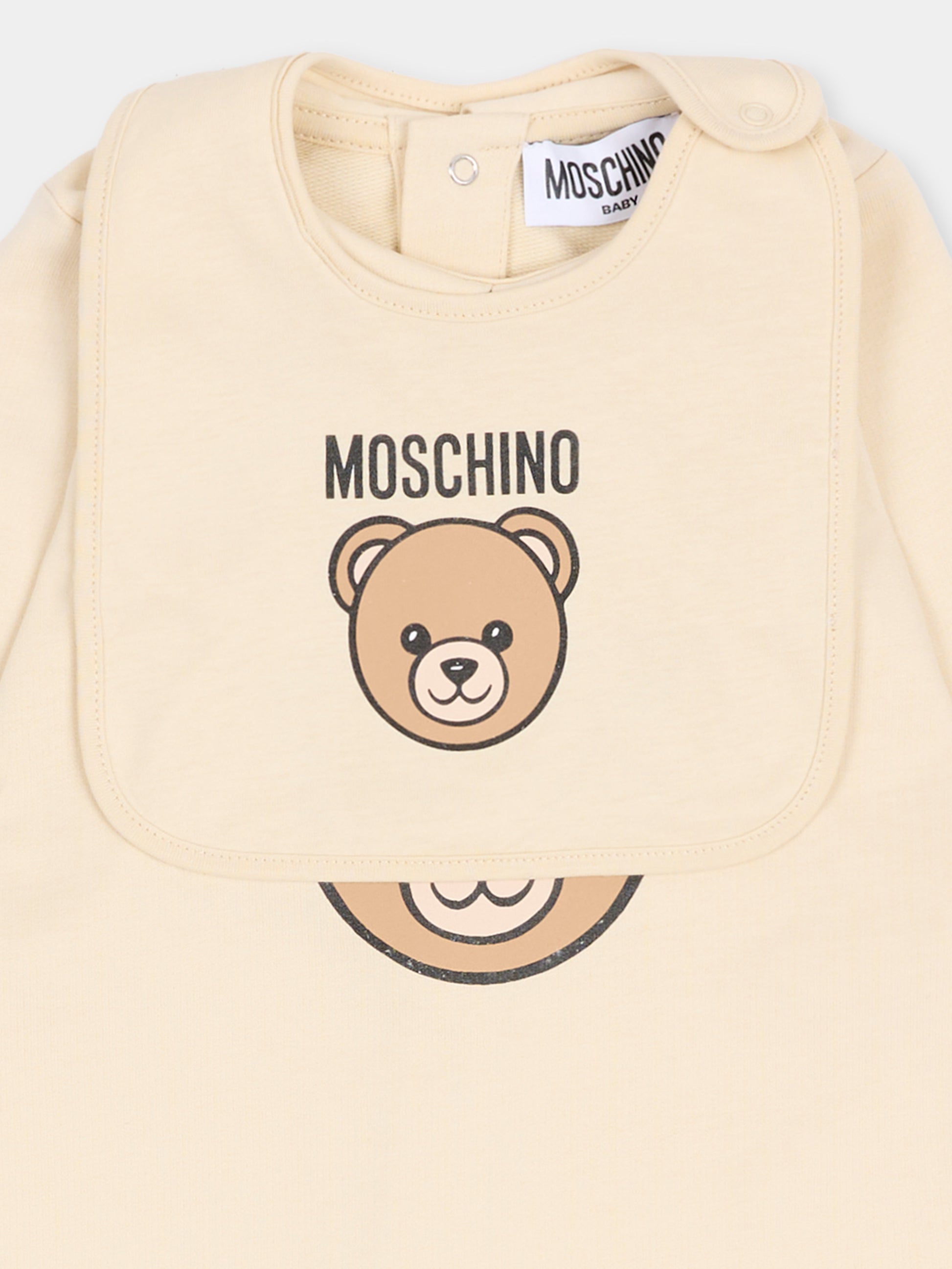 Set tutine beige per neonati con Teddy Bear,Moschino Kids,MUY097 LCA19 20404