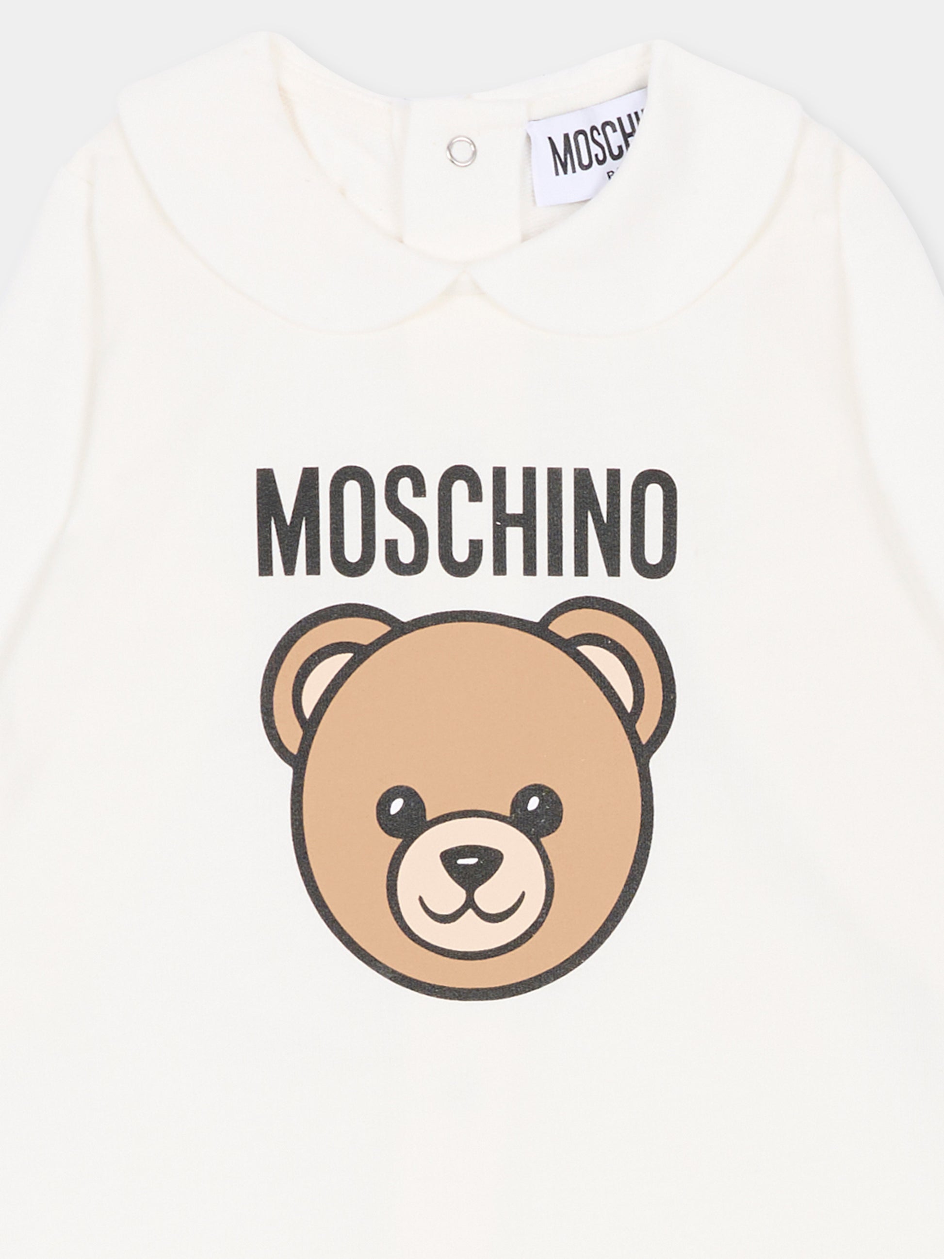 Tutina avorio per neonati con Teddy Bear,Moschino Kids,MUY098 LCA19 10063