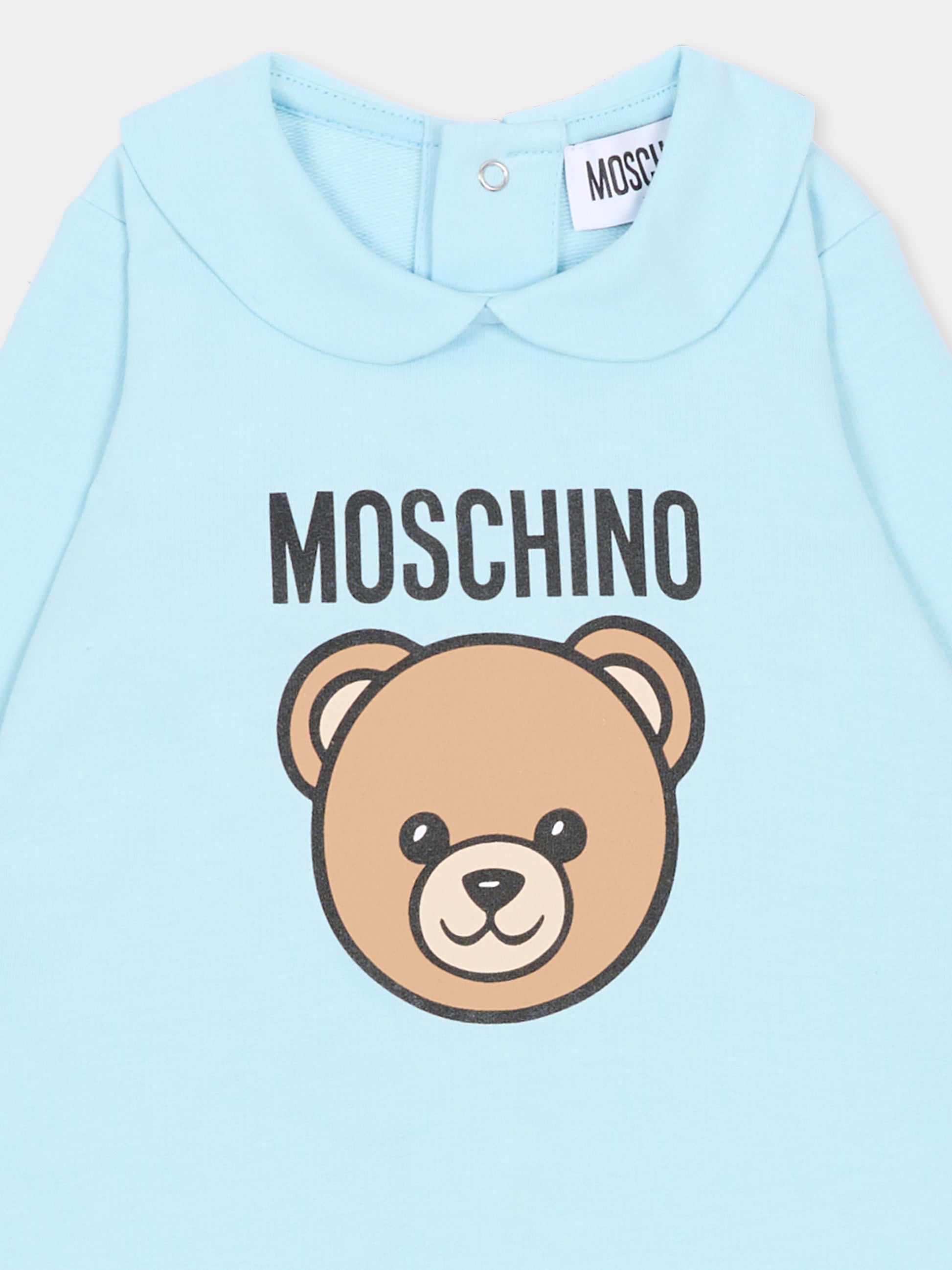 Tutina celeste per neonato con Teddy Bear,Moschino Kids,MUY098 LCA19 40304