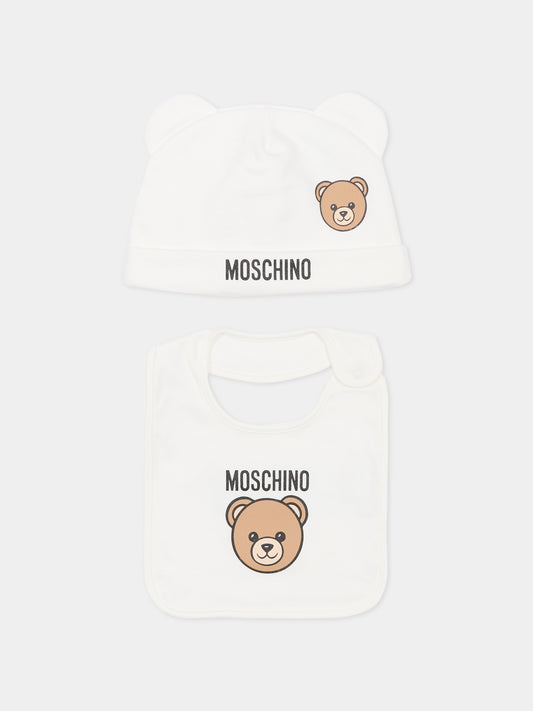 Set accessori avorio per neonati con Teddy Bear,Moschino Kids,MUY099 LCA19 10063