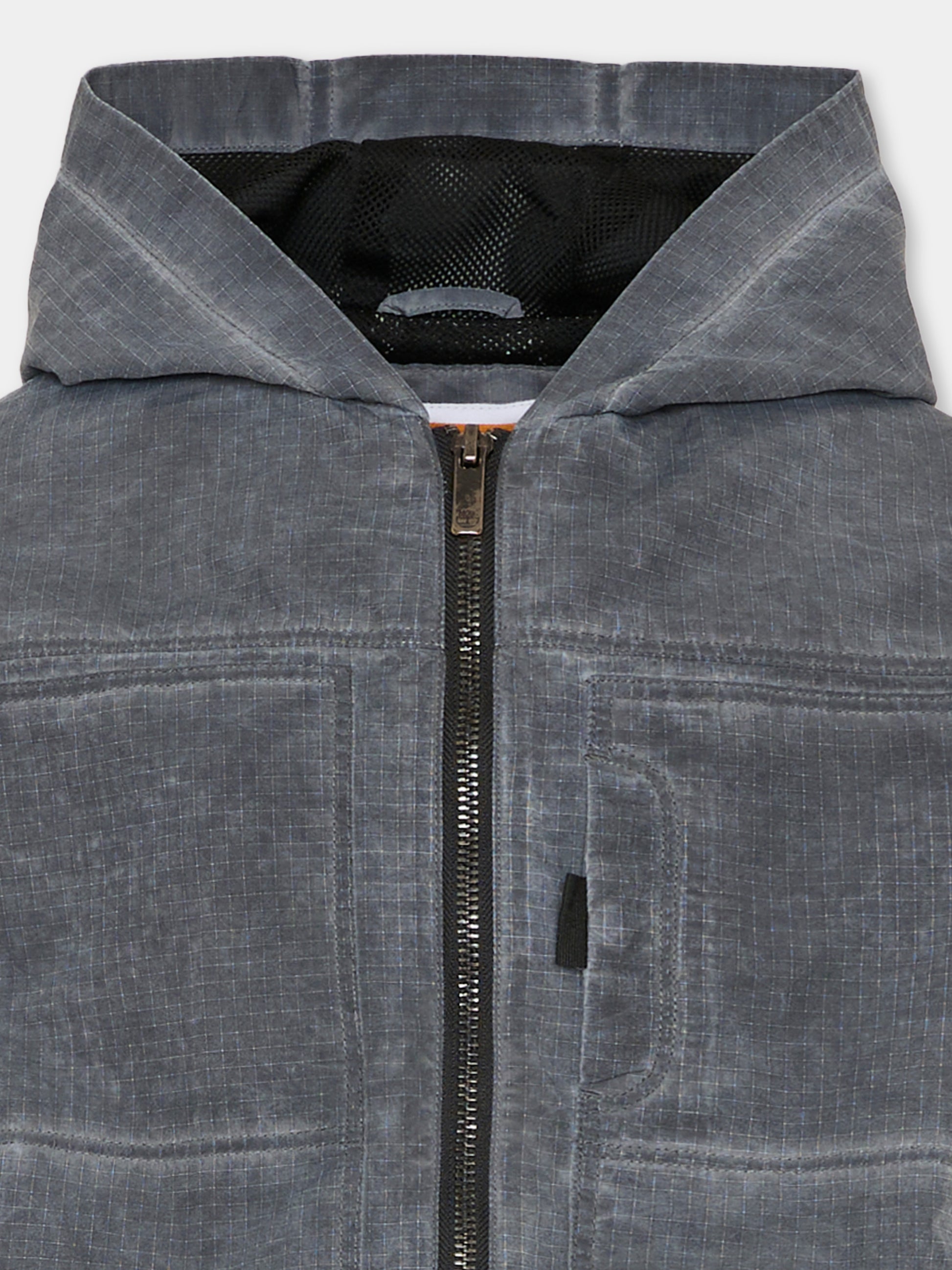 Giacca a vento grigia per bambino con logo,Timberland,T60832 066