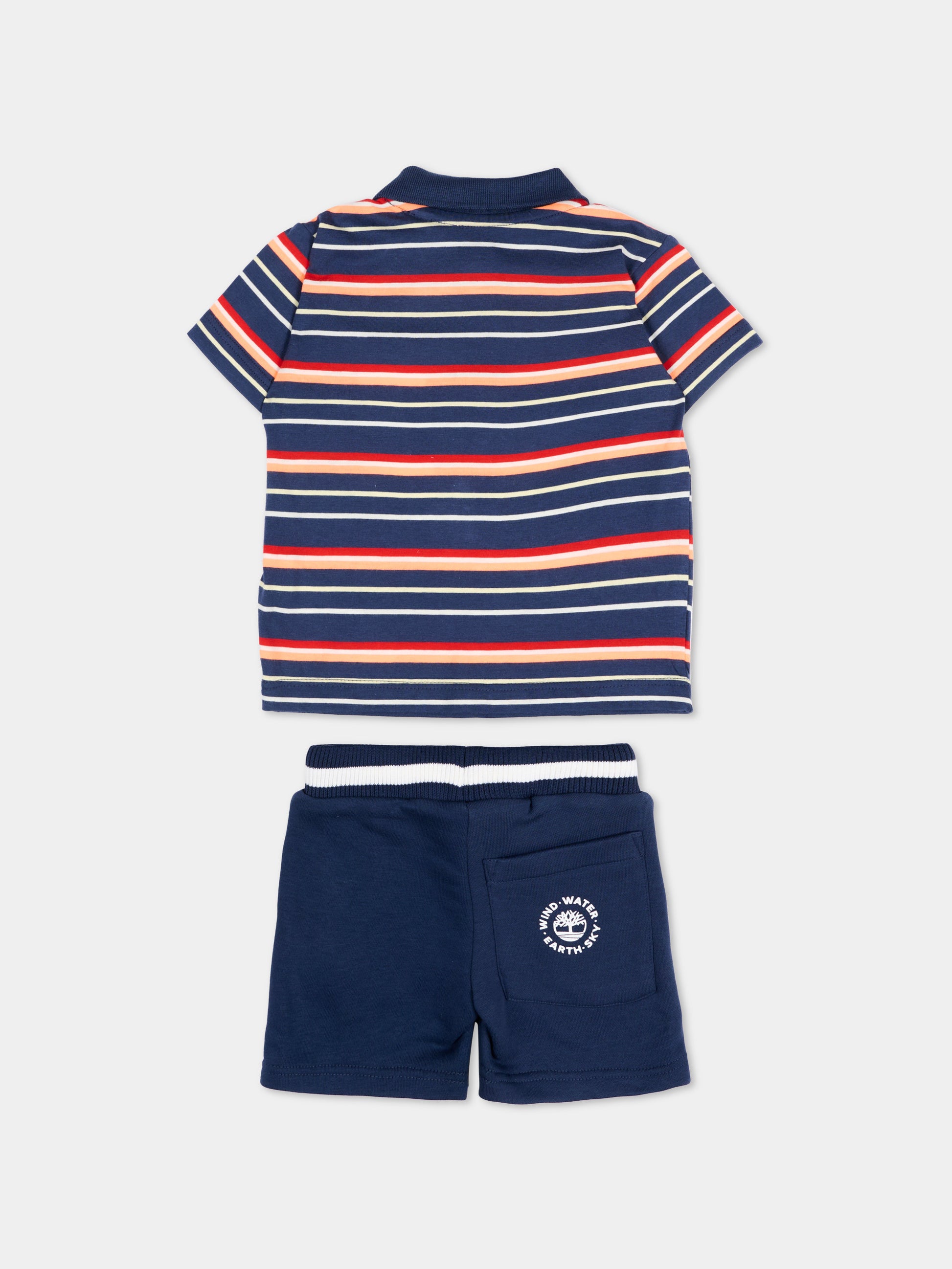 Completo sportivo blu per neonato a righe,Timberland,T60858 805