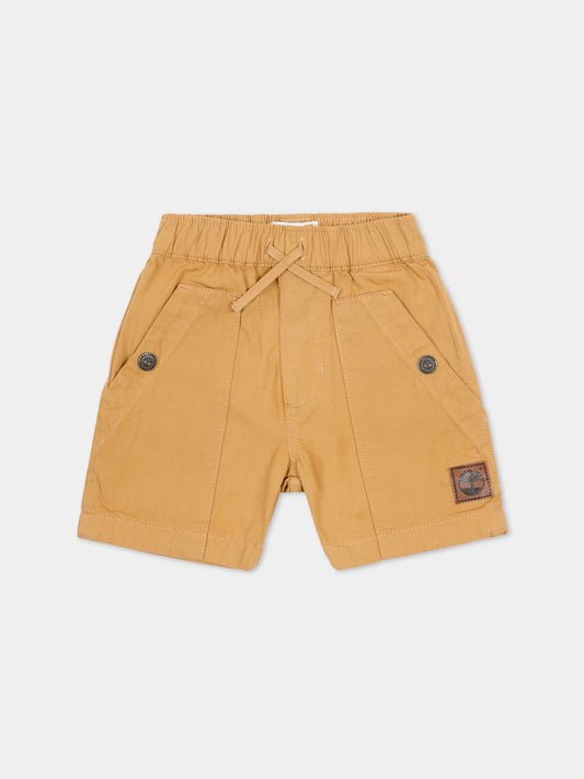 Shorts beige per neonato con logo,Timberland,T60882 230