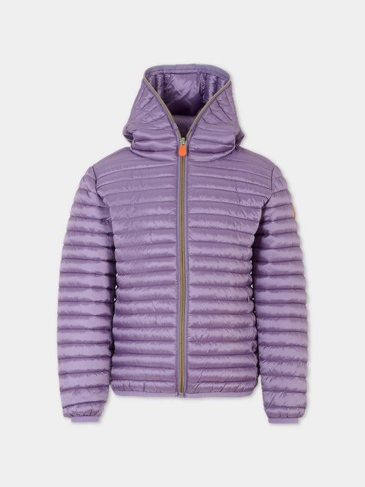 Piumino Rosy viola per bambina con logo,Save The Duck Kids,J32310G IRIS20 80042