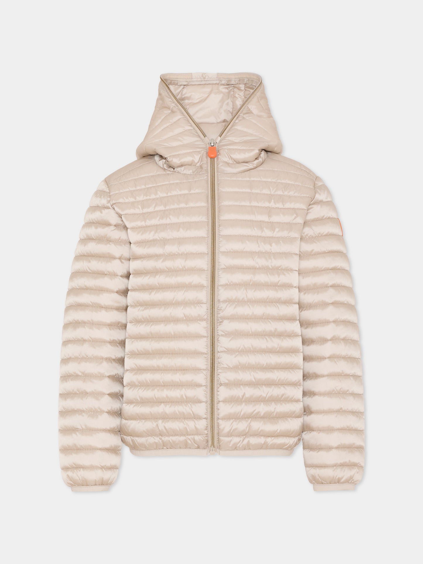 Piumino Iris beige per bambina con logo,Save The Duck Kids,J32310G IRIS22 40003