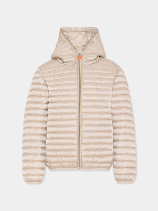 Piumino Iris beige per bambina con logo,Save The Duck Kids,J32310G IRIS22 40003