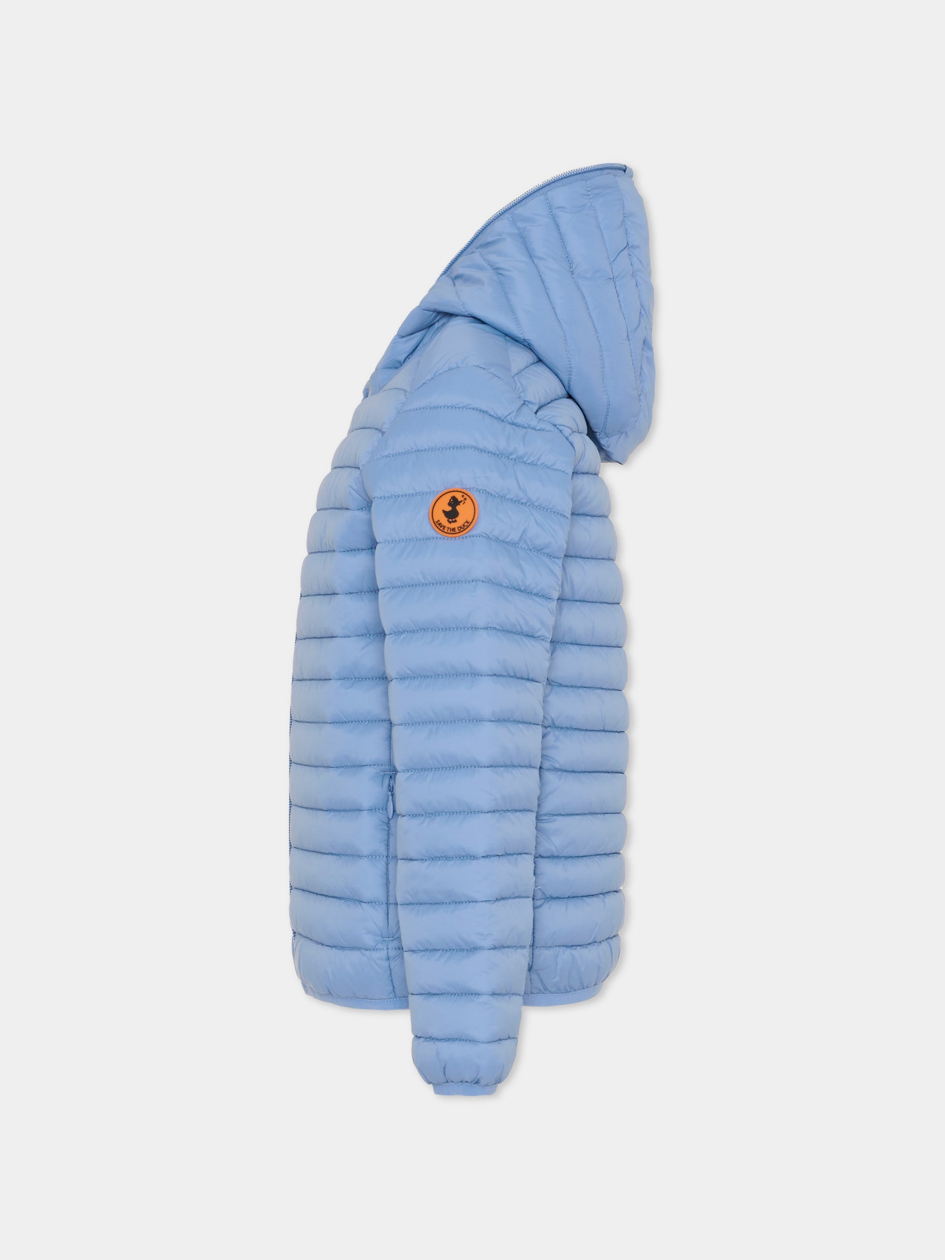 Piumino Giga azzurro per bambino con logo,Save The Duck Kids,J30650B GIGA22 90072
