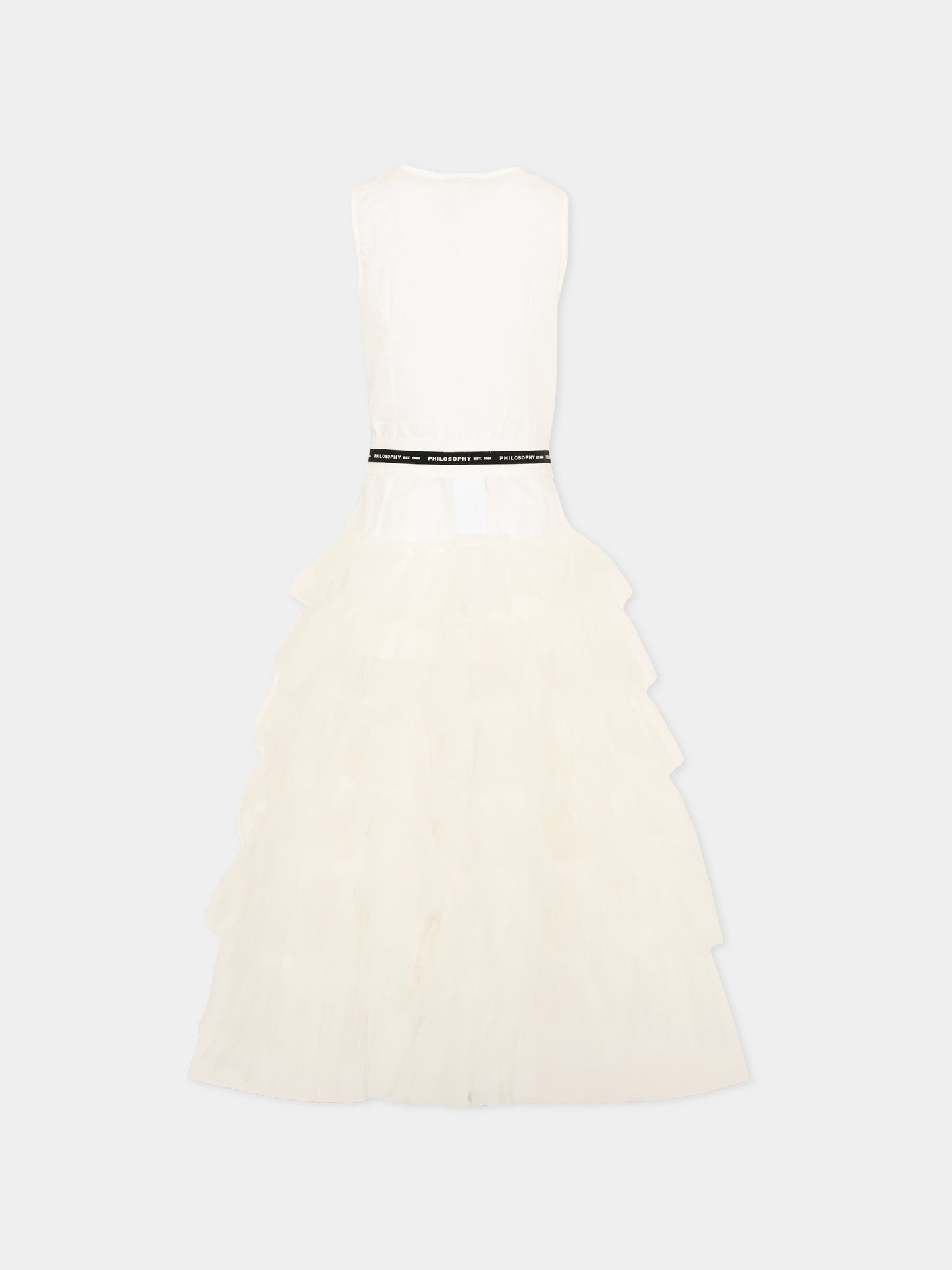 Abito elegante avorio per bambina con logo,Philosophy,I1G201 - 7116 - 0001