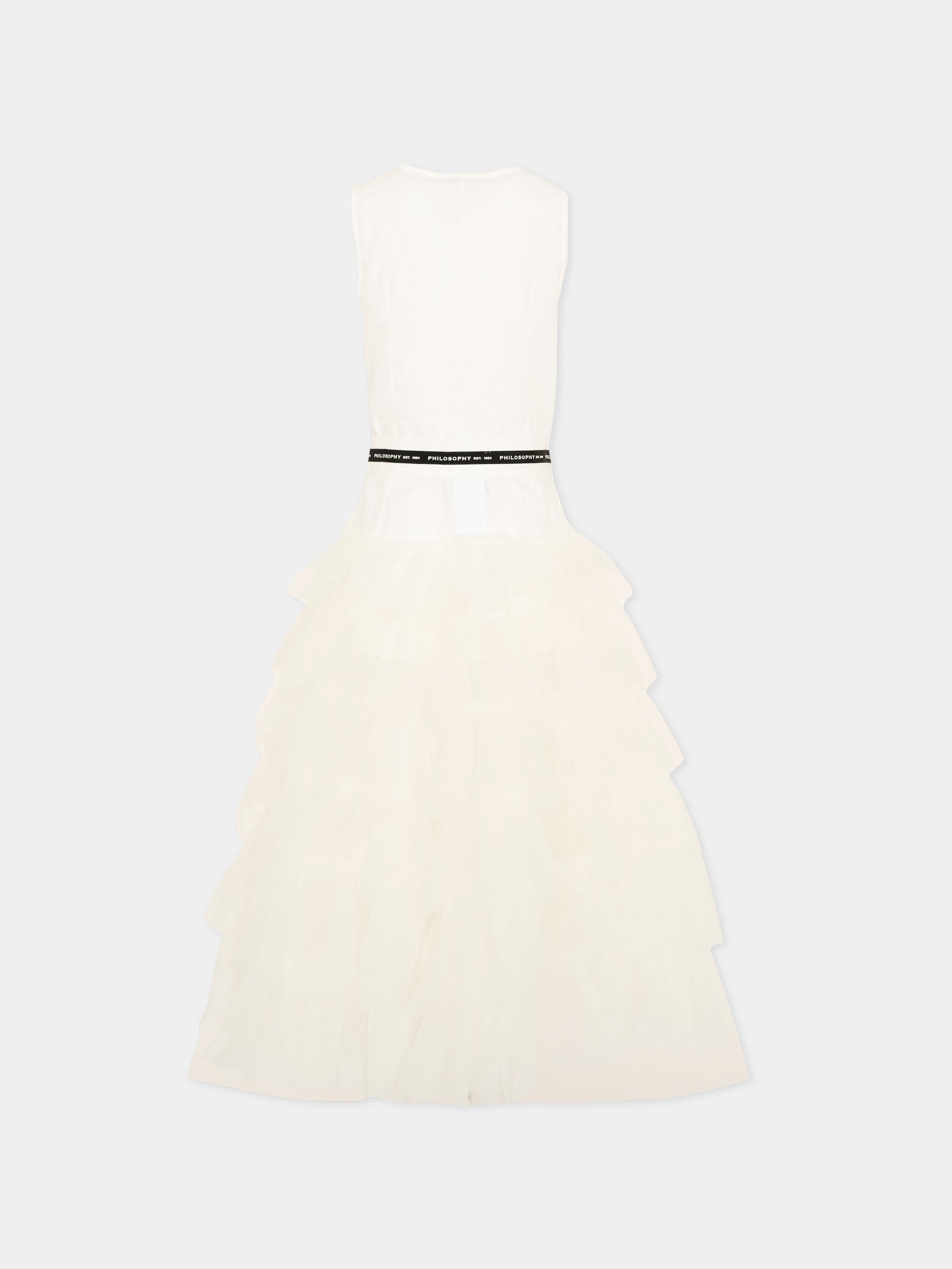 Abito elegante avorio per bambina con logo,Philosophy,I1G201 - 7116 - 0001