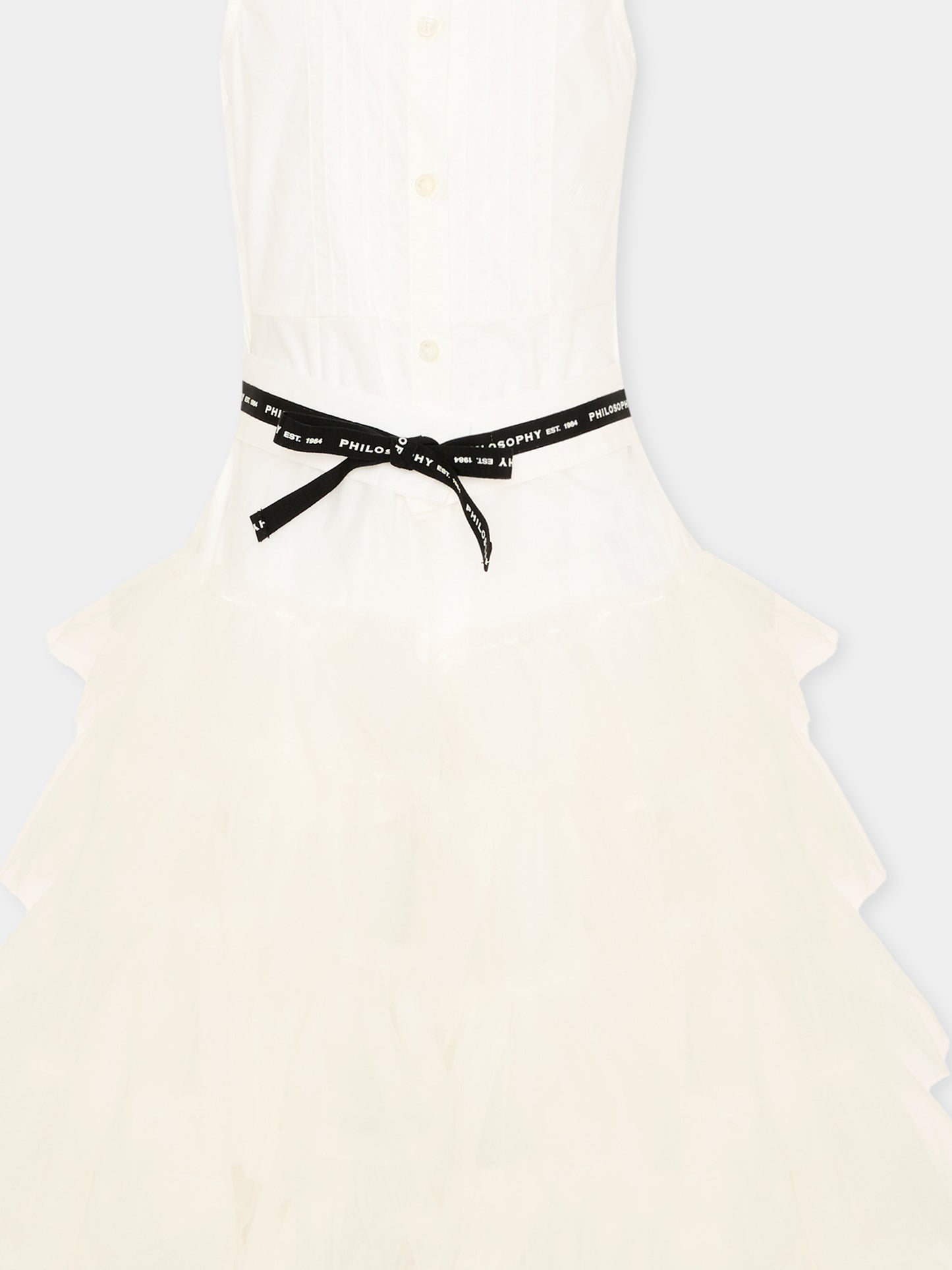 Abito elegante avorio per bambina con logo,Philosophy,I1G201 - 7116 - 0001