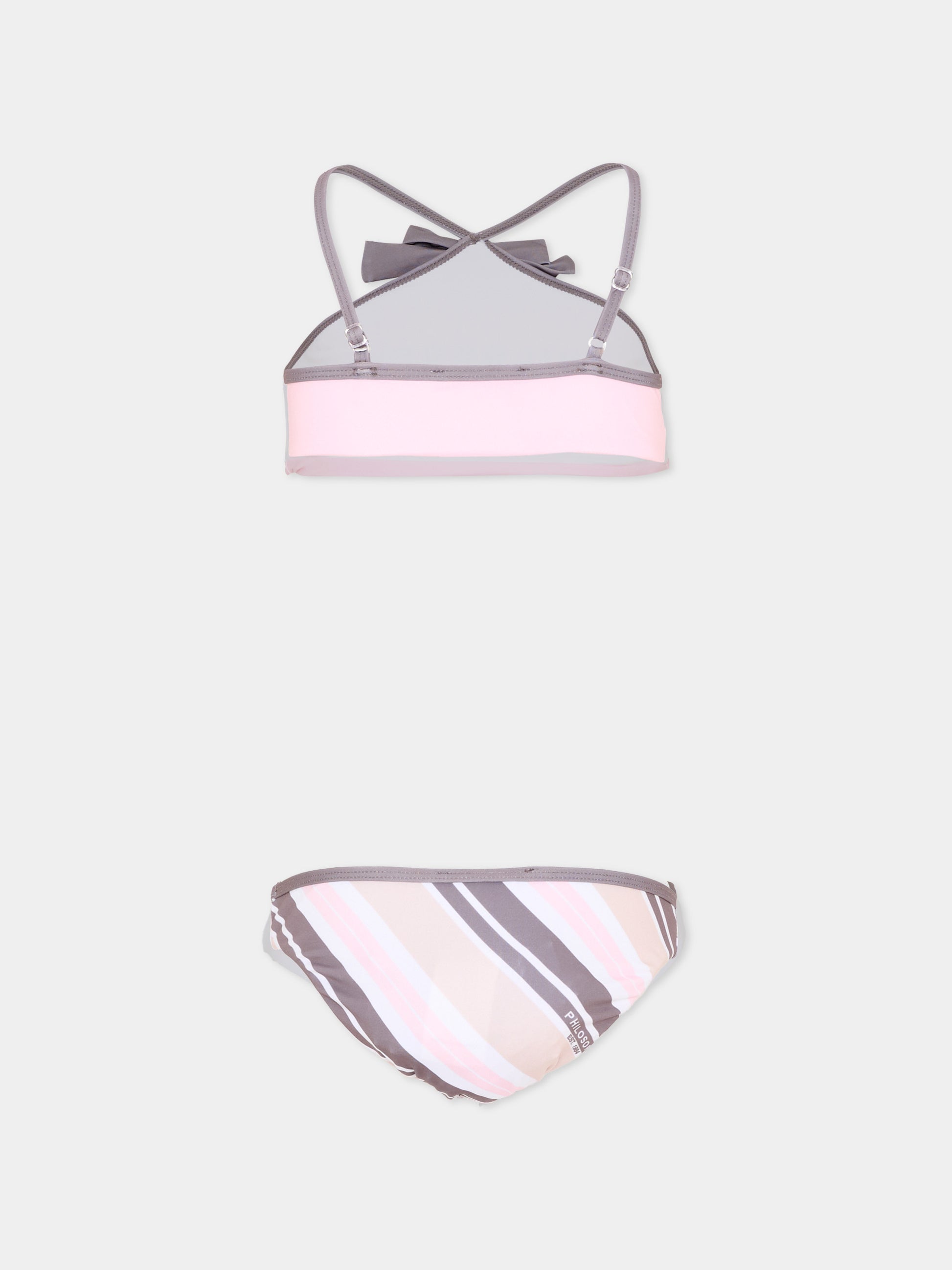 Slip e bikini rosa per bambina a righe,Philosophy,I9G001 - 7080 - 0390