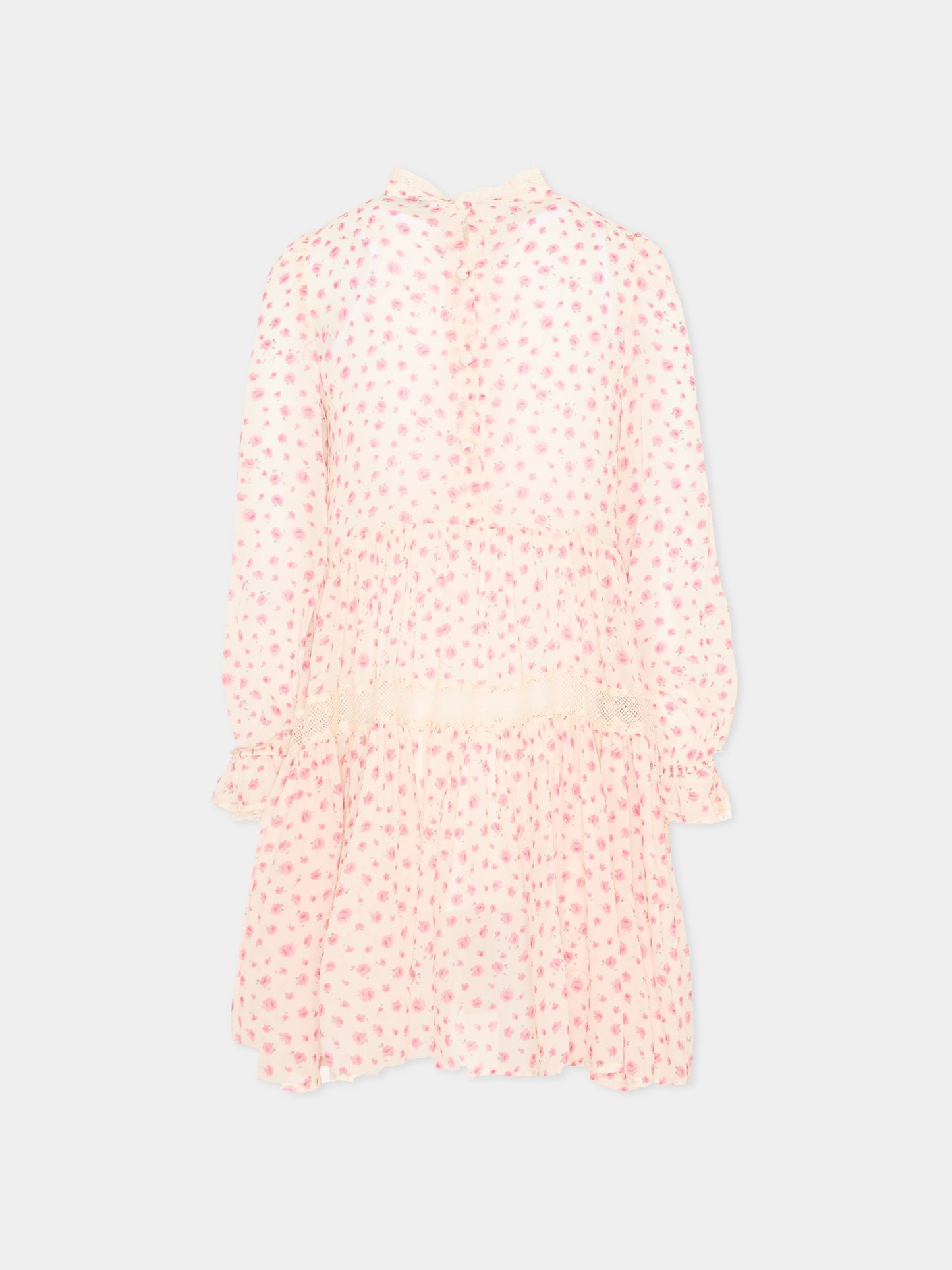 Vestito rosa floreale per bambina,Philosophy,I1G910 - 7602 - 0294