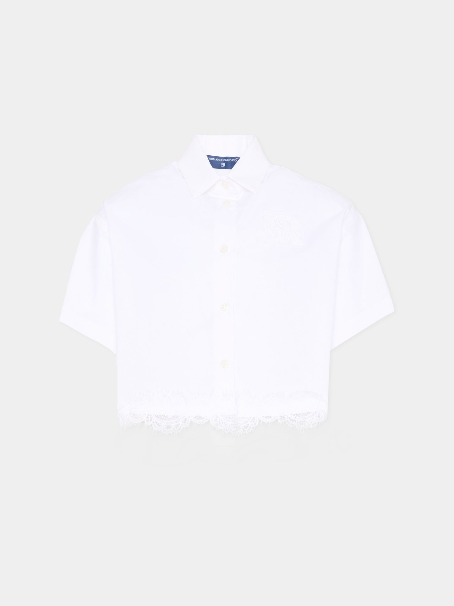 Camicia bianca per bambina con pizzo,Ermanno Scervino Junior,Z1G309 - 7116 - 0099