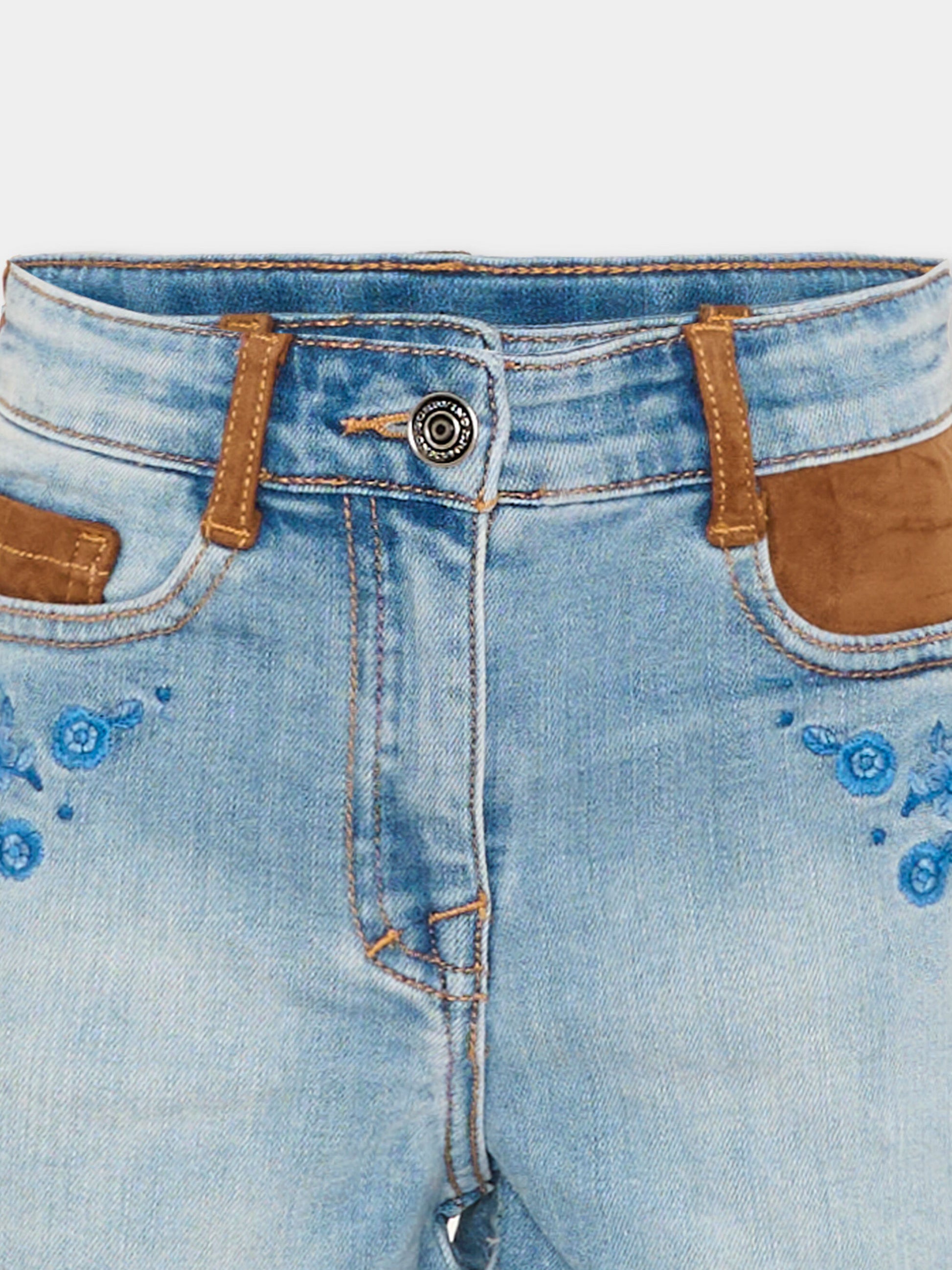 Shorts denim per bambina con ricami,Ermanno Scervino Junior,Z9G401 - 7015 - 062S