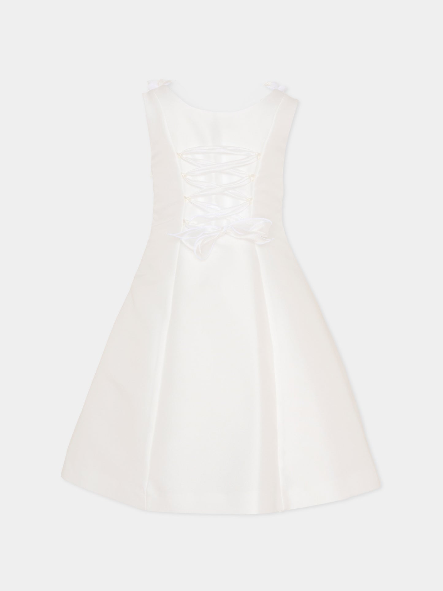 Vestito avorio per bambina con fiori,Monnalisa,71G902 - 7302 - 0001