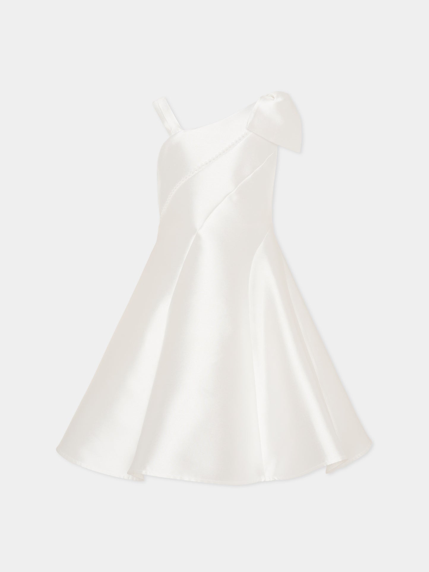 Vestito avorio per bambina con fiocco,Monnalisa,71G901 - 7304 - 0001