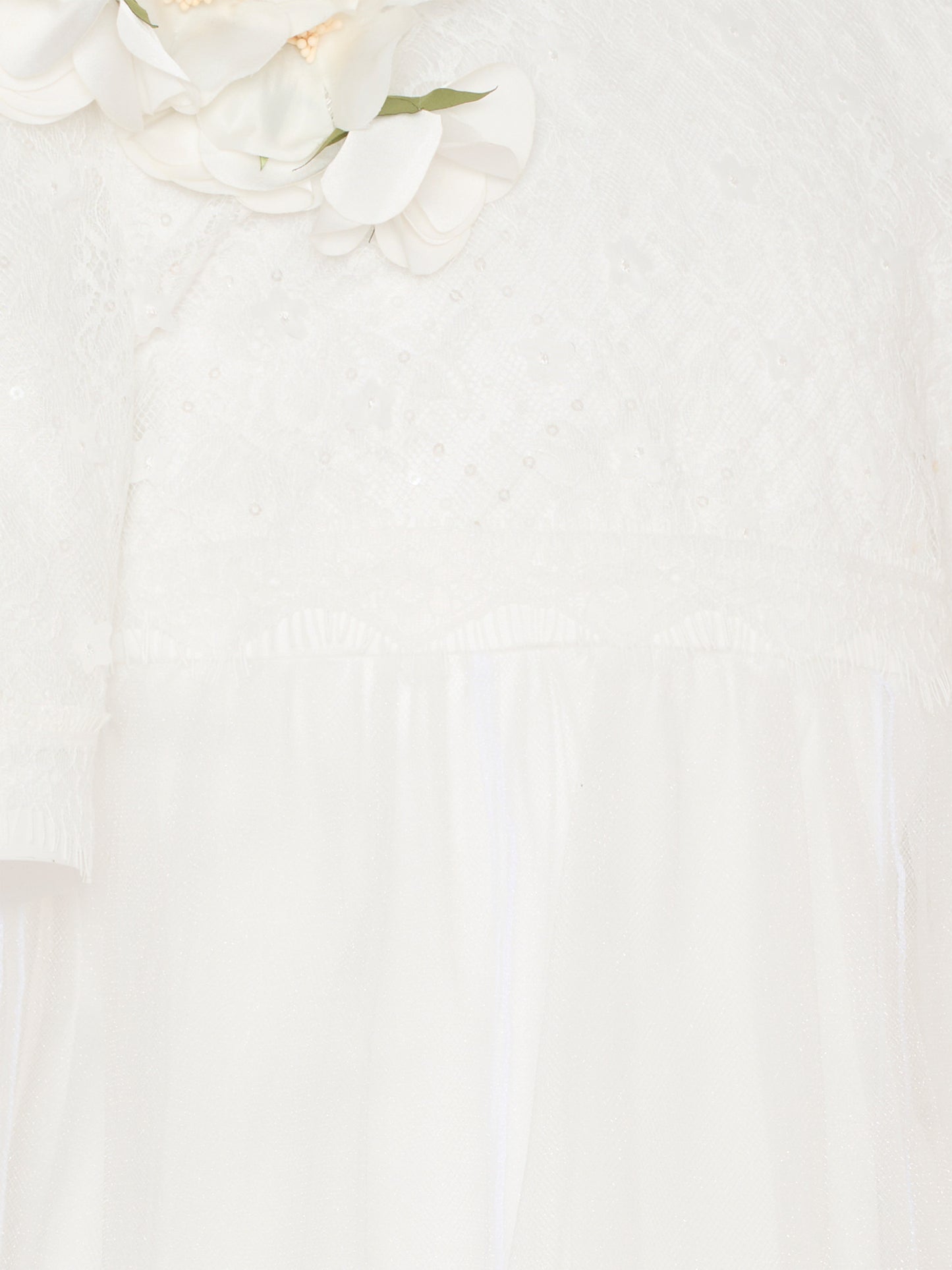 Vestito bianco per bambina con ricami,Monnalisa,71G906 - 7910 - 0001