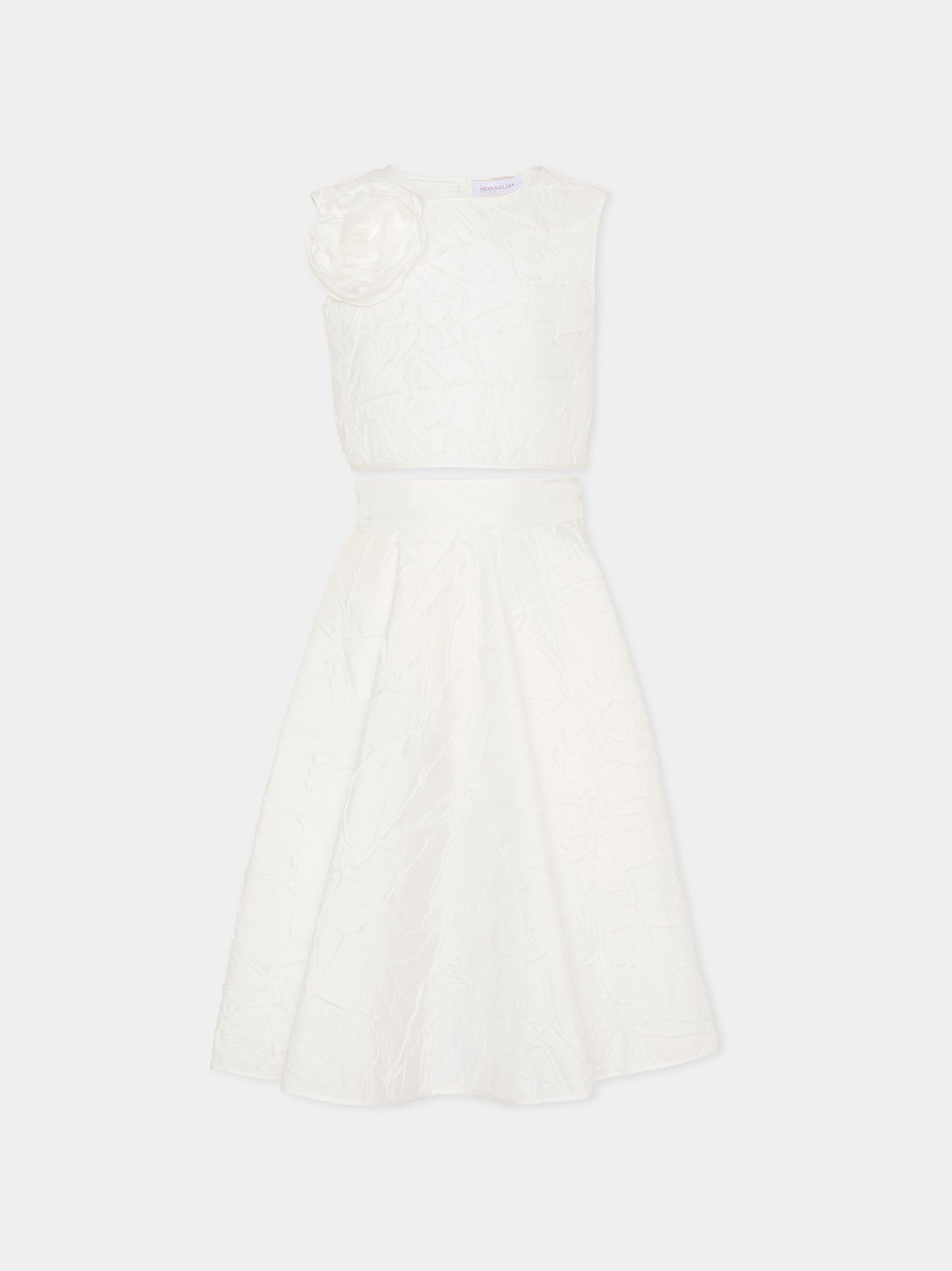 Completo avorio per bambina con rosa,Monnalisa,71G501 - 7305 - 0001
