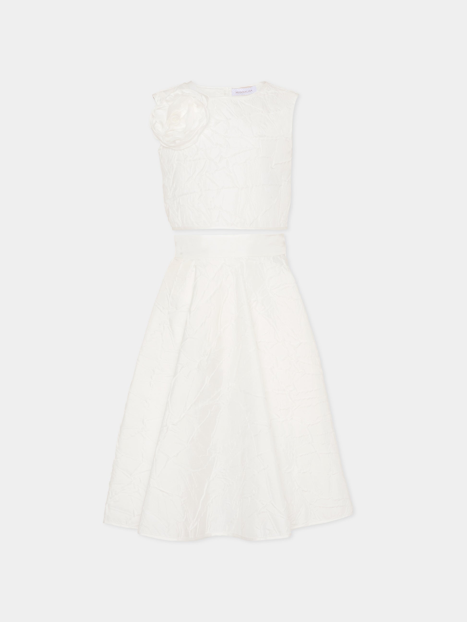 Completo avorio per bambina con rosa,Monnalisa,71G501 - 7305 - 0001