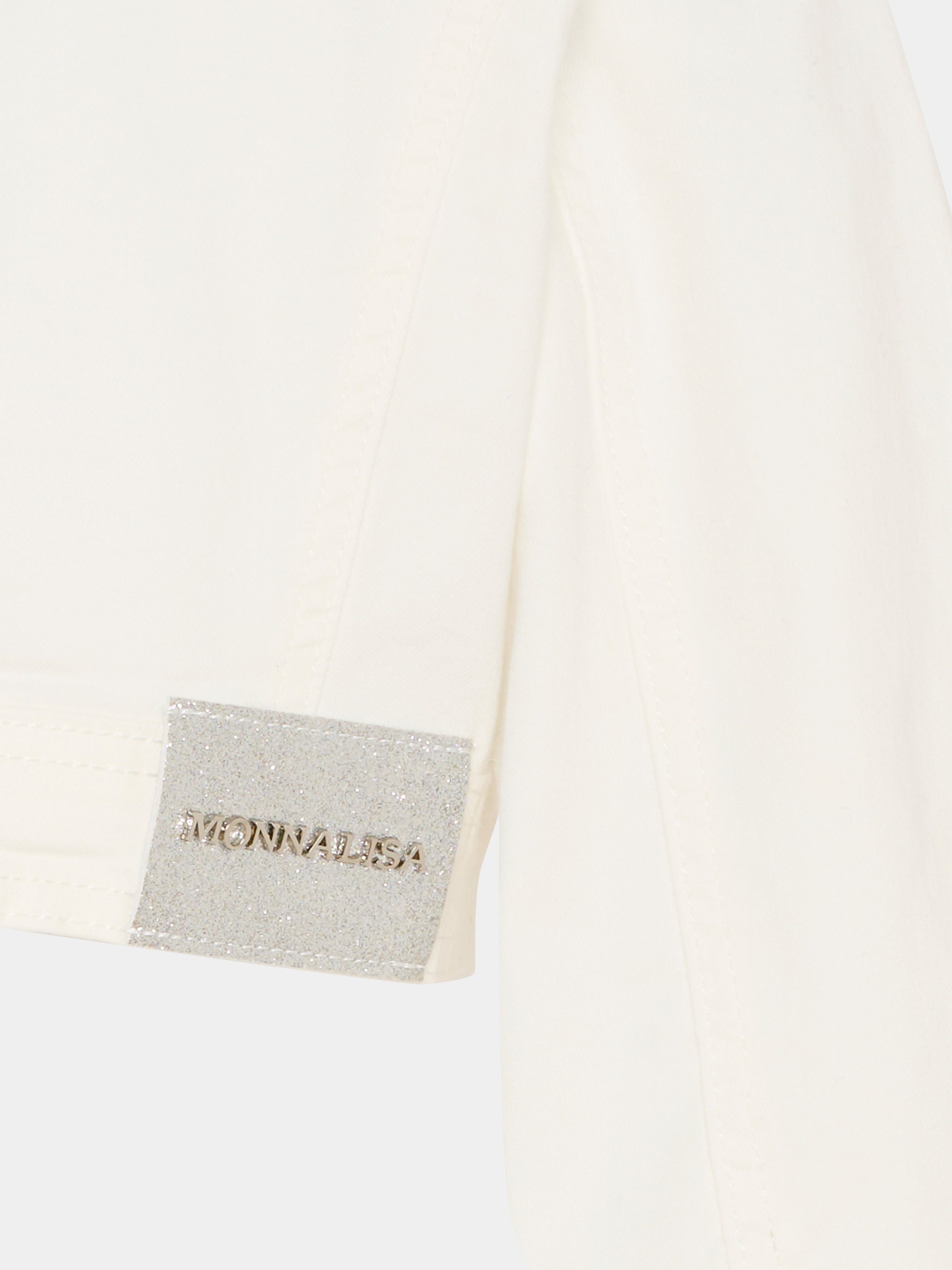 Giubbotto di jeans avorio per bambina con cristalli,Monnalisa,79G105NP - 7015 - 0001