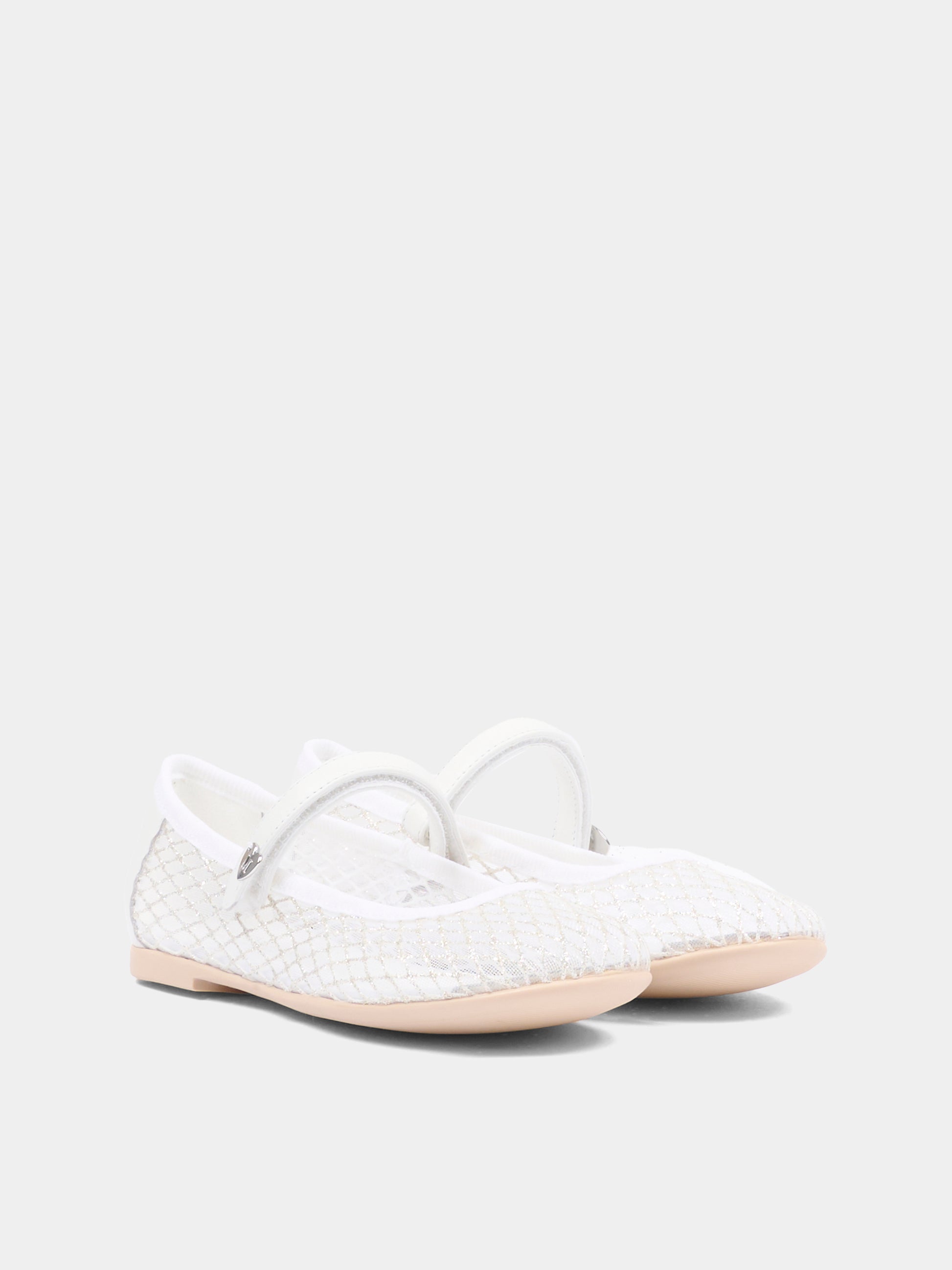 Ballerine bianche per bambina con cuore,Monnalisa,87G002 - 7704 - 0099