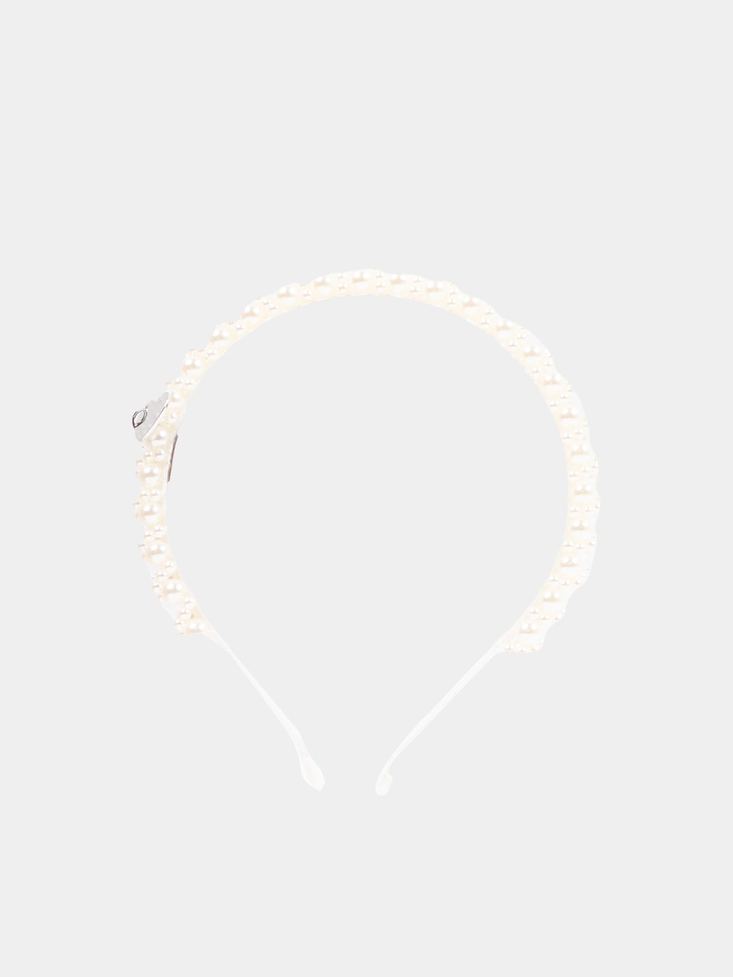 Cerchietto bianco per bambina con perle,Monnalisa,17G006 - 7759 - 0001